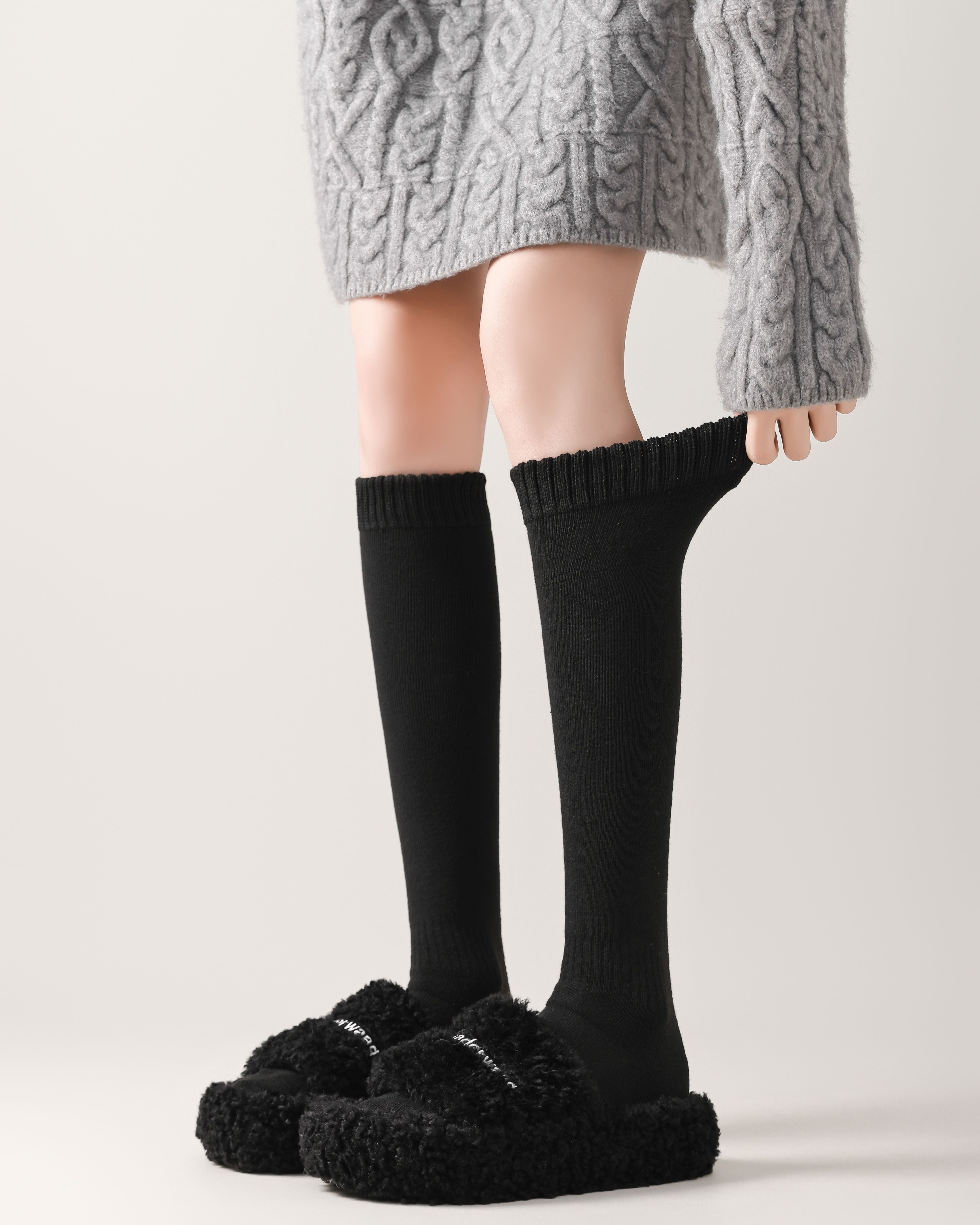 Women Knee High Socks Terry Loop Autumn Fashion Comfortable