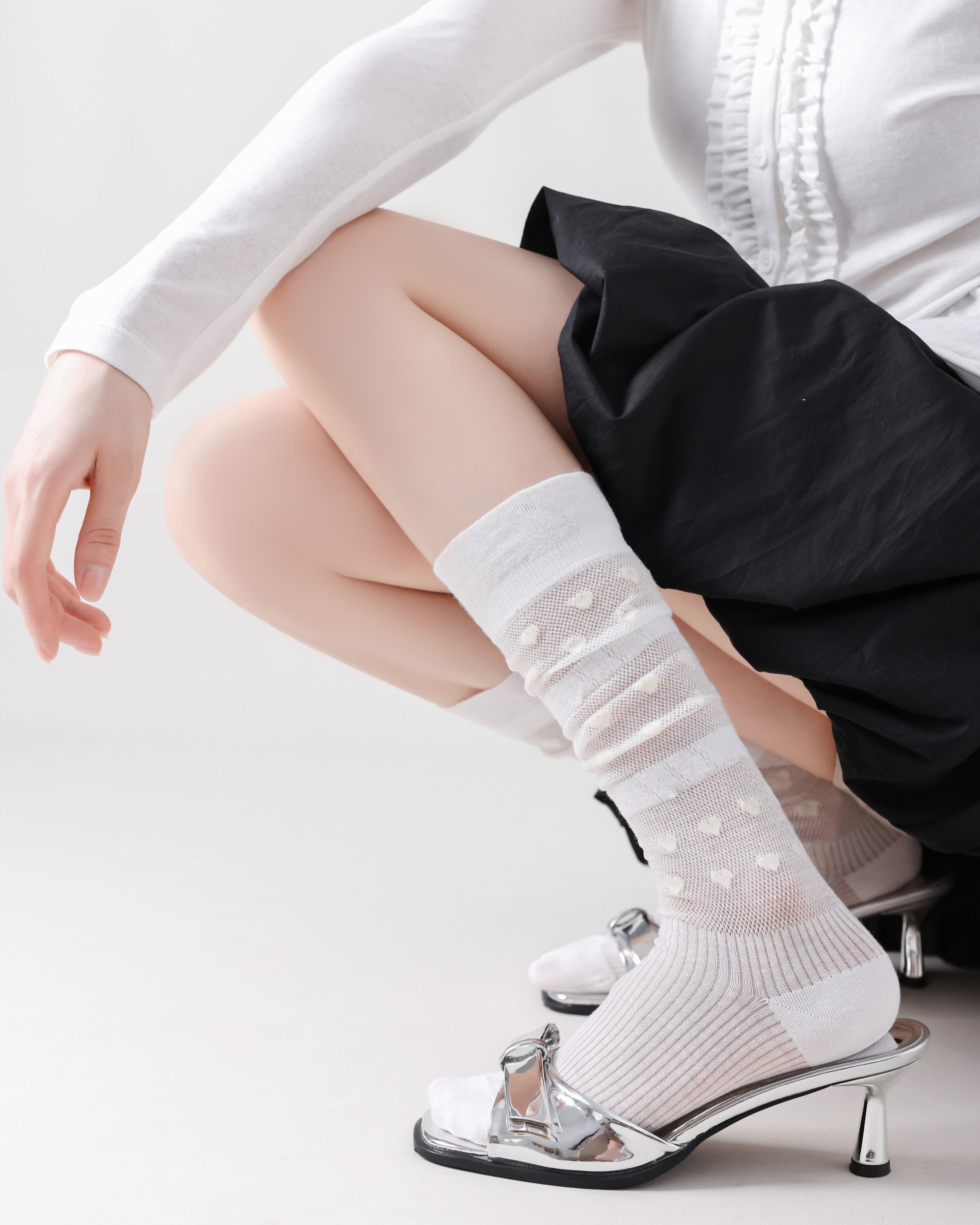 女款及膝襪子超薄網眼舒適