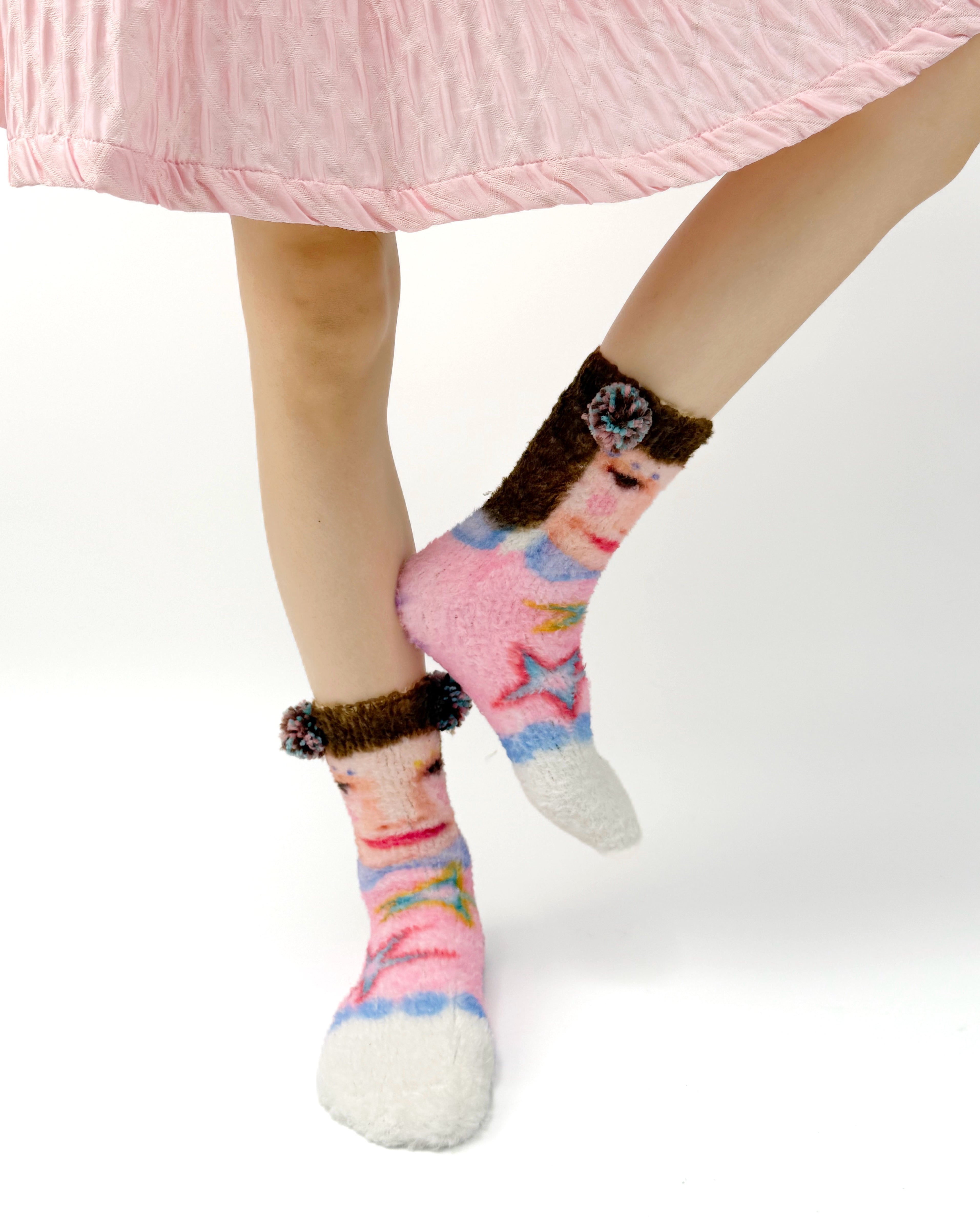 Funny Crew Socks Cartoon Dog Series Fuzzy Cozy Warm Indoor Socks