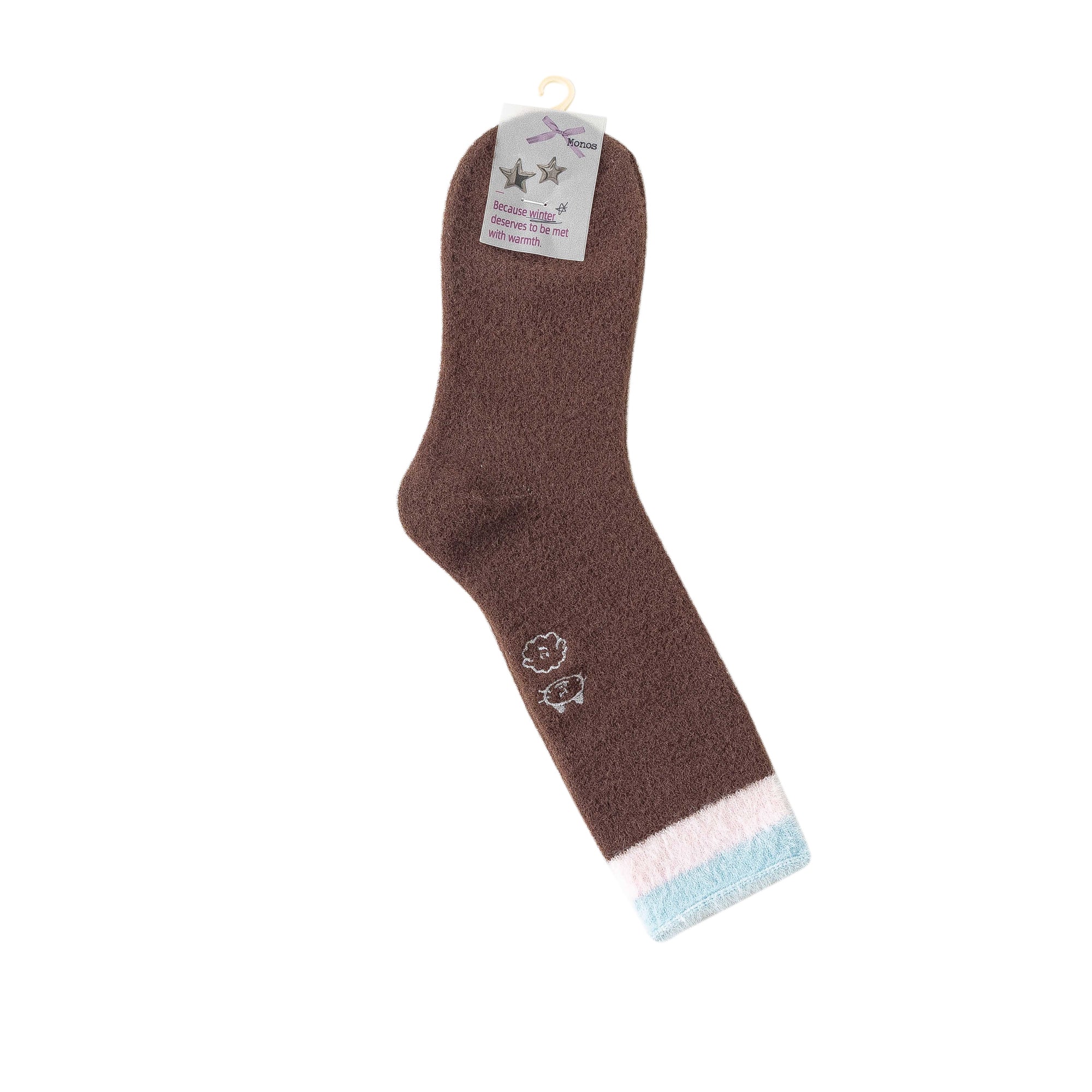 Women Crew Socks Fuzzy Warm Cozy Cotton Soft Cute Animal Embroidery
