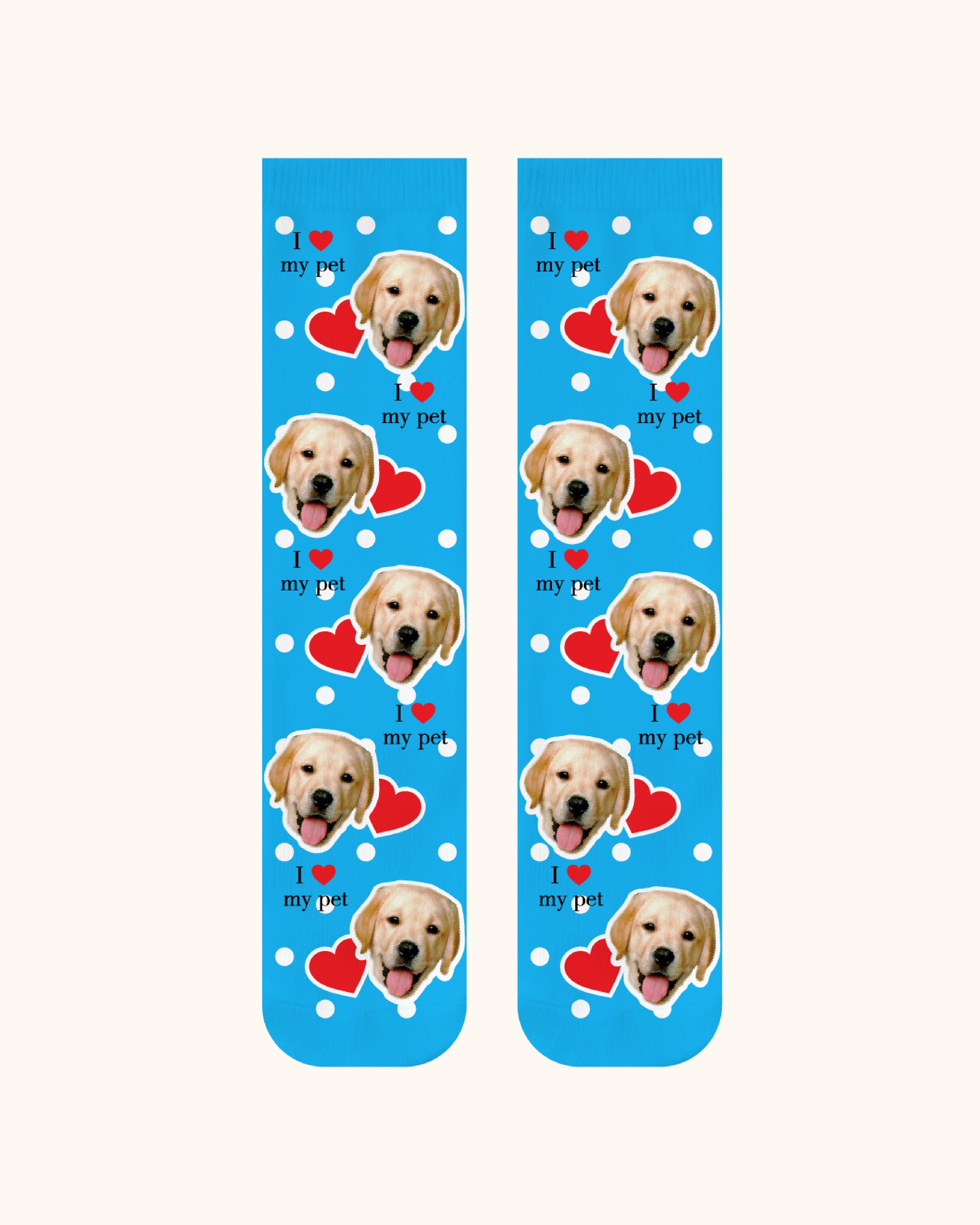 Custom Dog Face Crew Socks Personalized Pet Photo Socks Gift for Pet Lovers