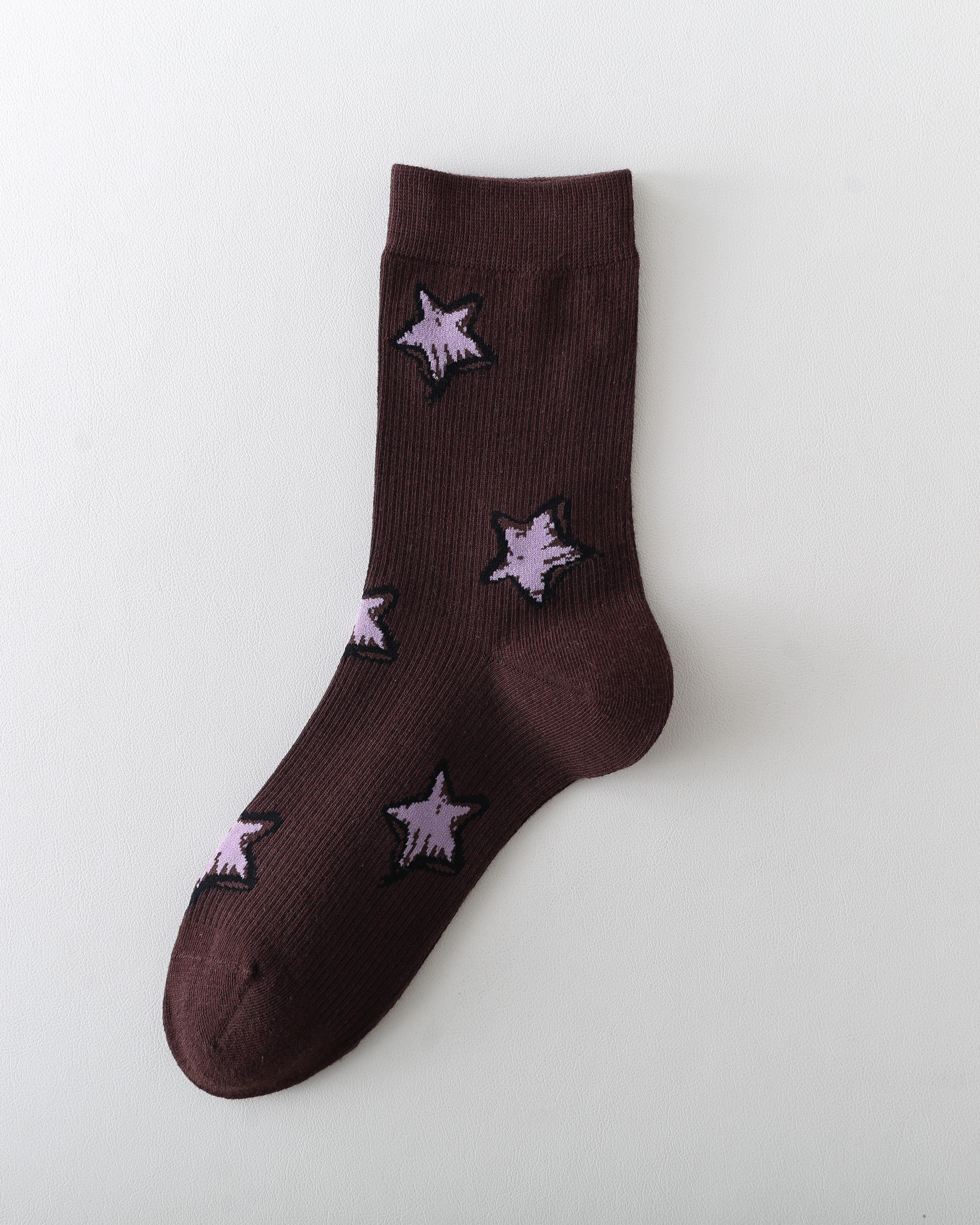 Women Hand Painted Star Crew Socks Soft Stretch Design