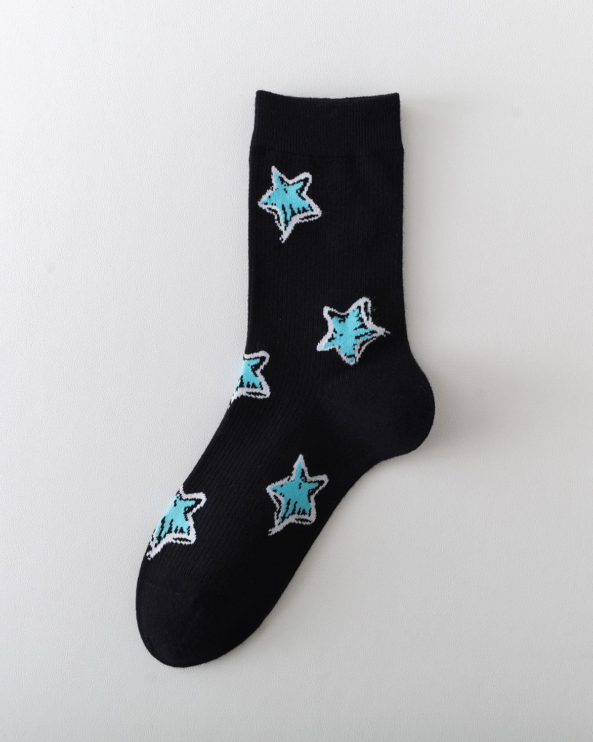 Women Hand Painted Star Crew Socks Soft Stretch Design