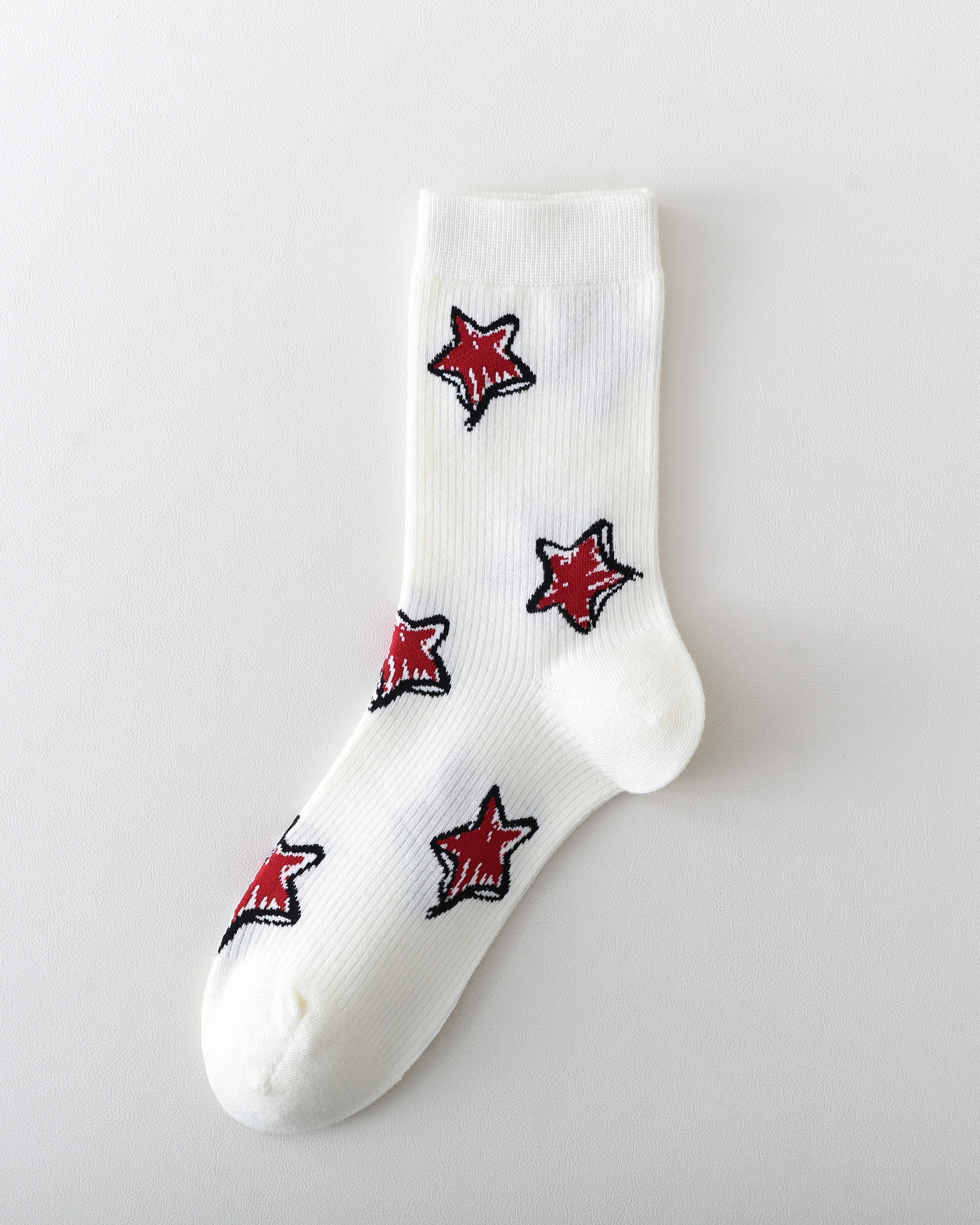 Women Hand Painted Star Crew Socks Soft Stretch Design