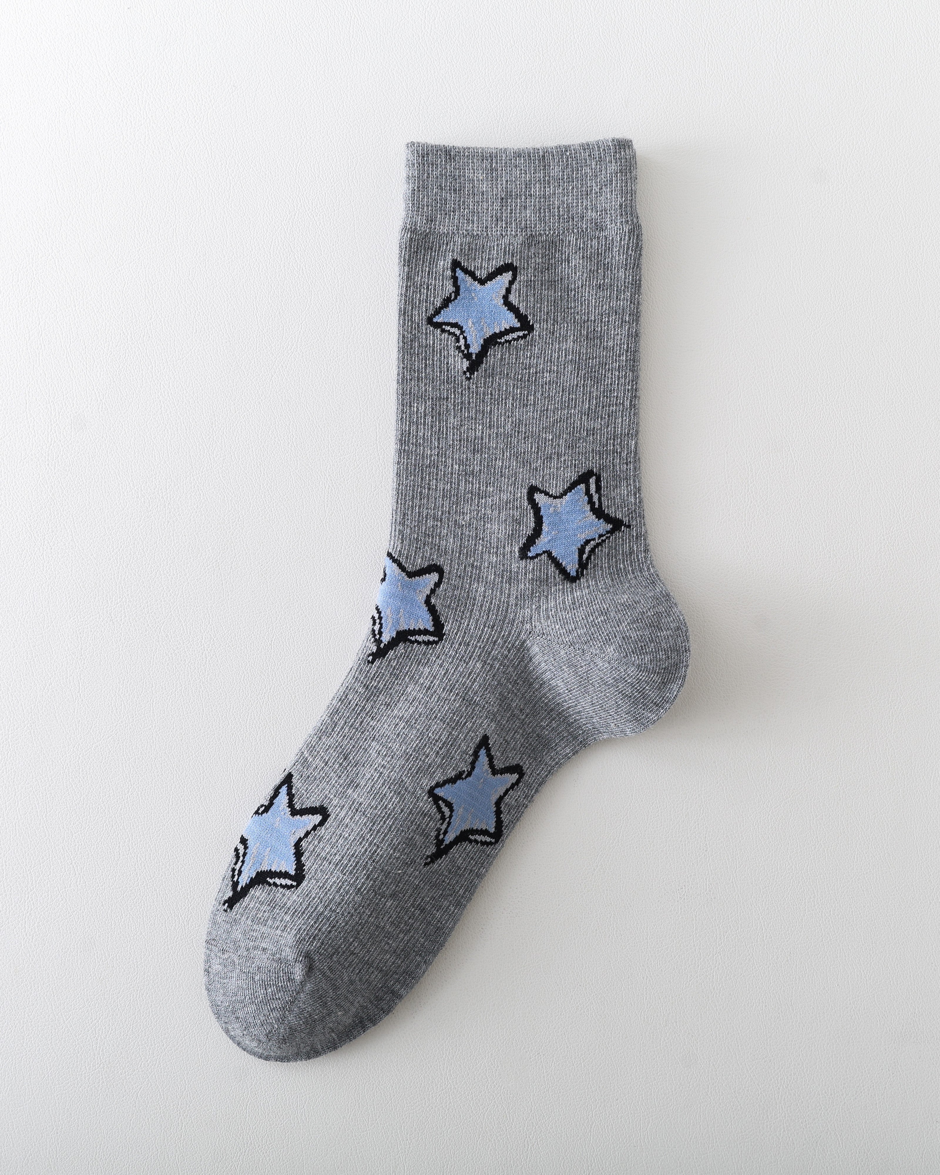 Women Hand Painted Star Crew Socks Soft Stretch Design