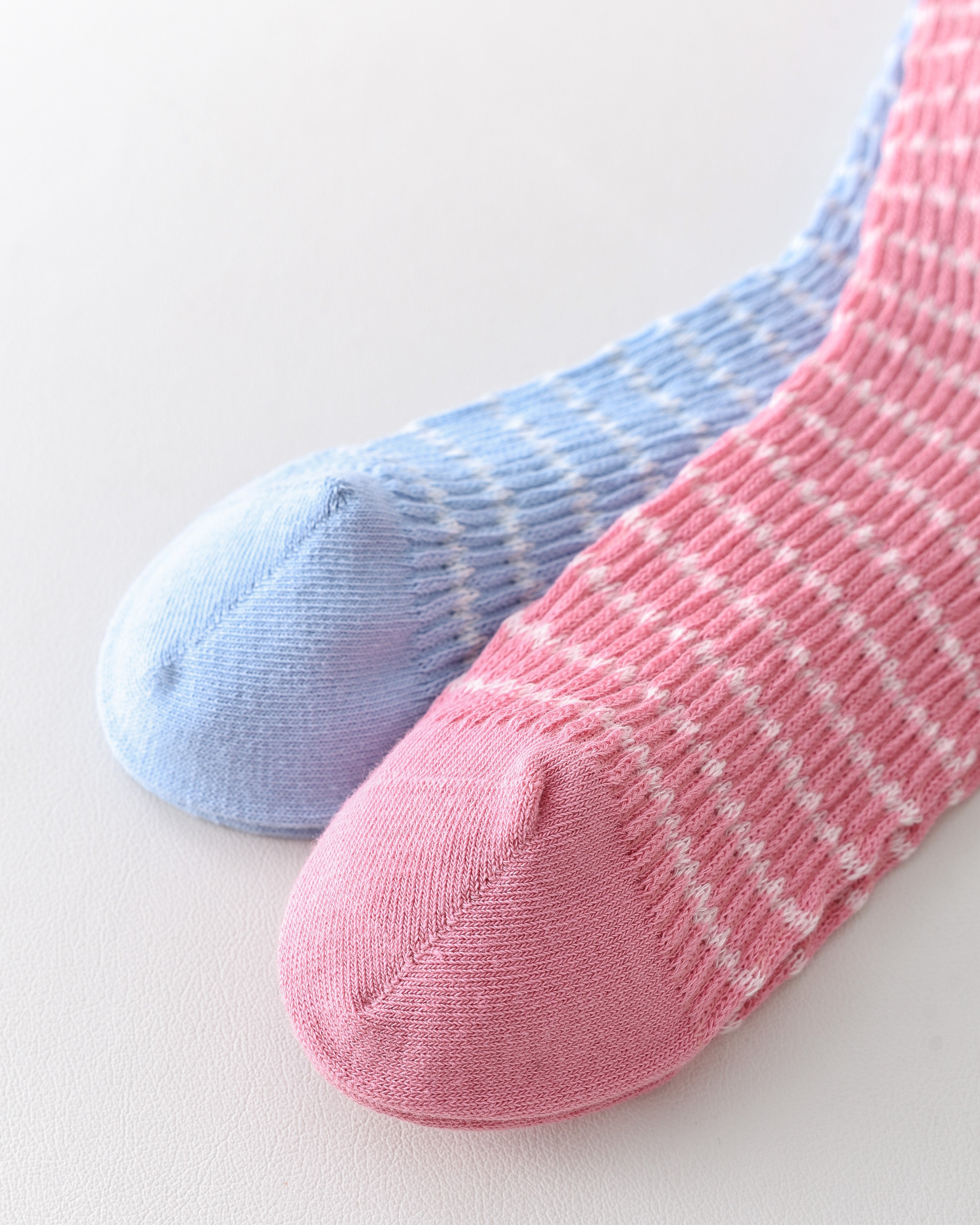 Women Crew Socks Bubble Trim Twist Stripe Pile Cute Chic