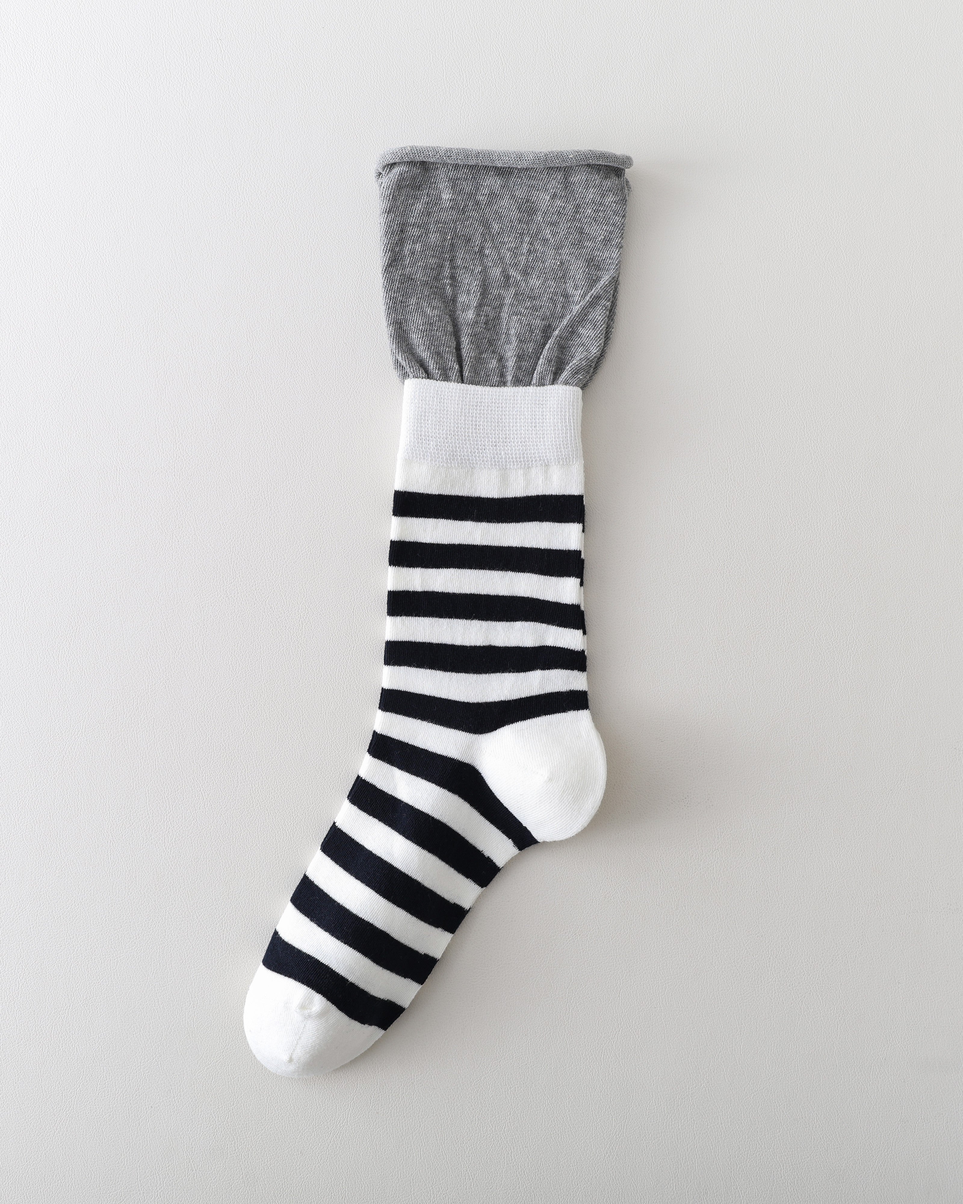Women Crew Socks Contrast Stripe Double Cuff Slouch Socks