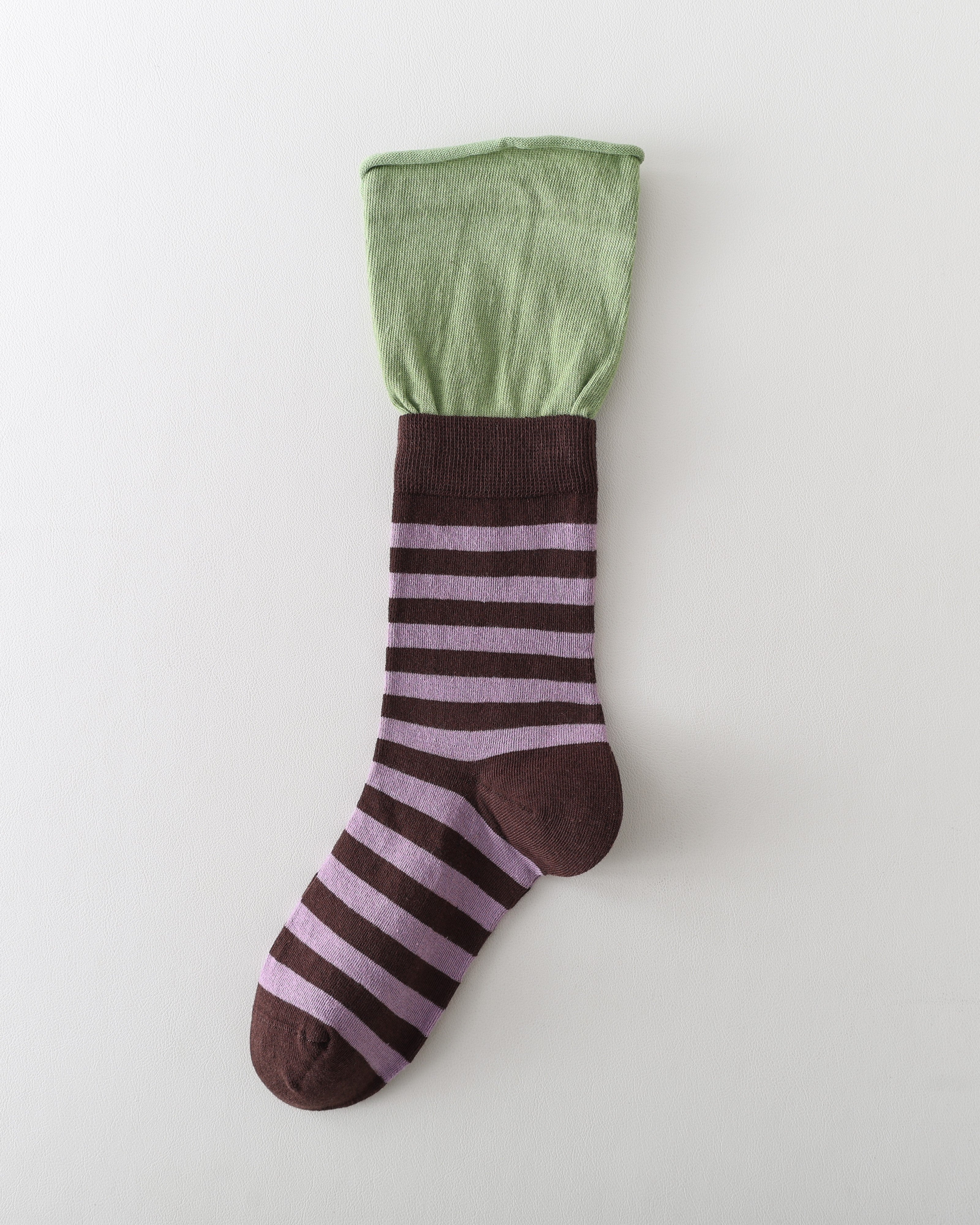 Women Crew Socks Contrast Stripe Double Cuff Slouch Socks