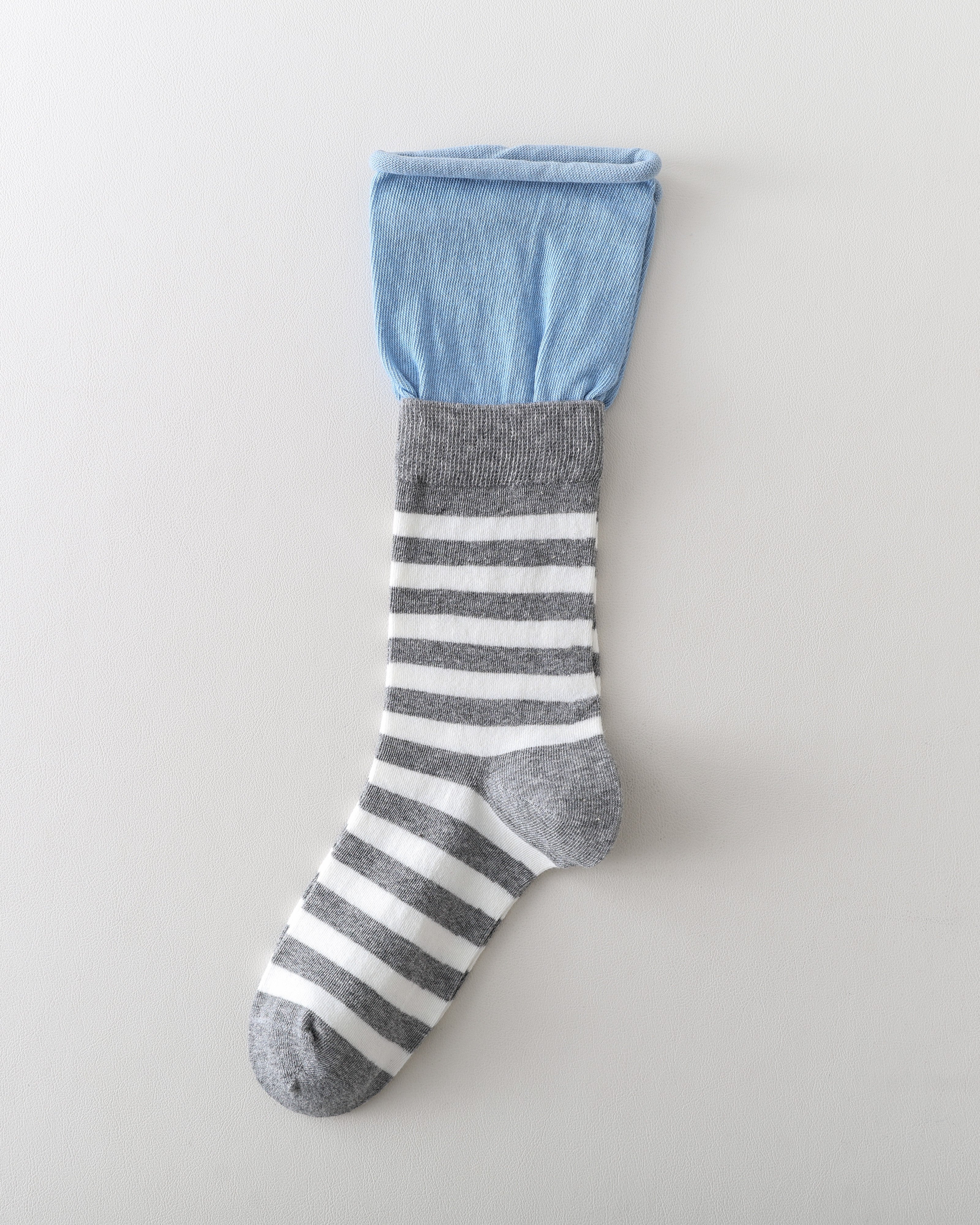 Women Crew Socks Contrast Stripe Double Cuff Slouch Socks