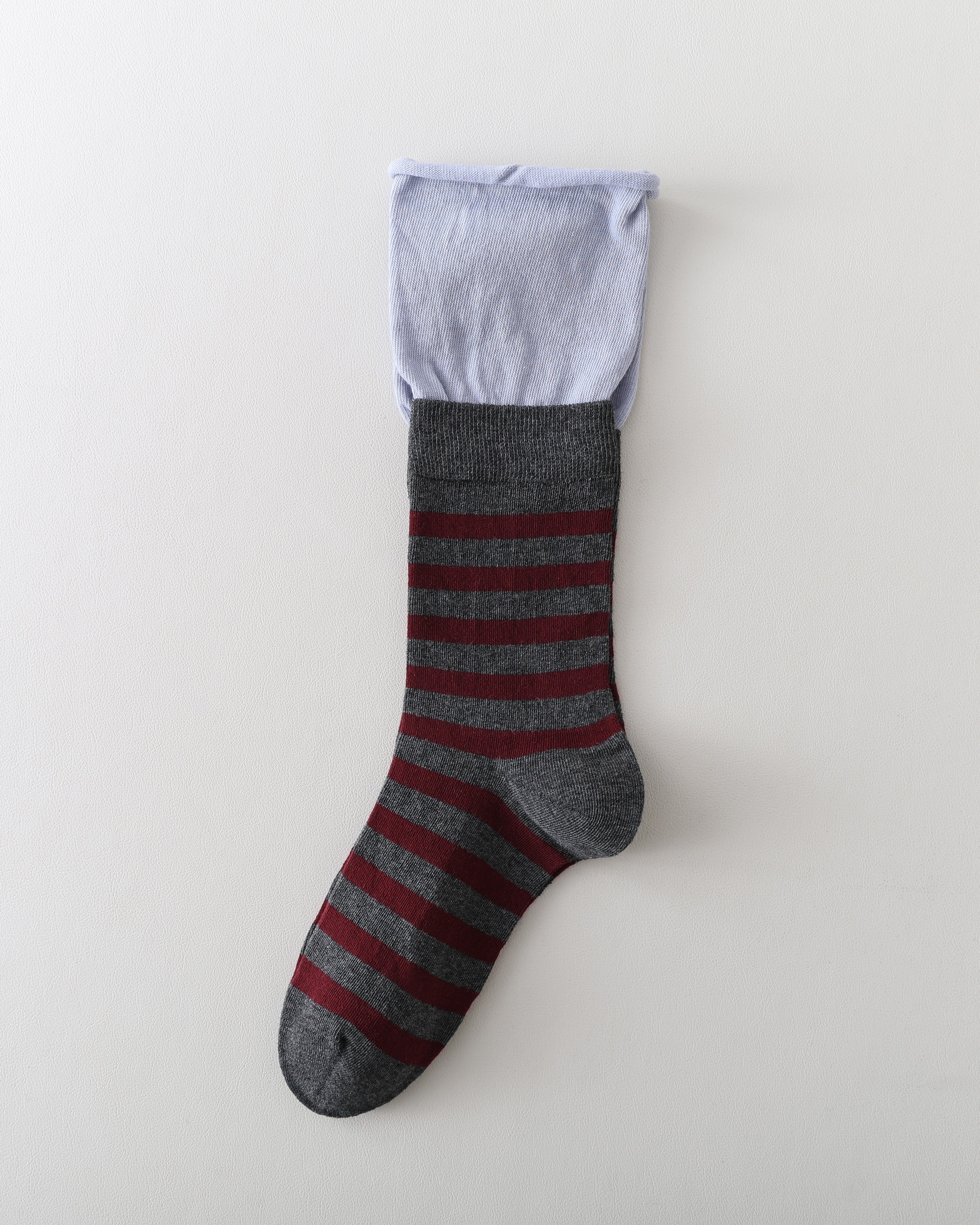 Women Crew Socks Contrast Stripe Double Cuff Slouch Socks