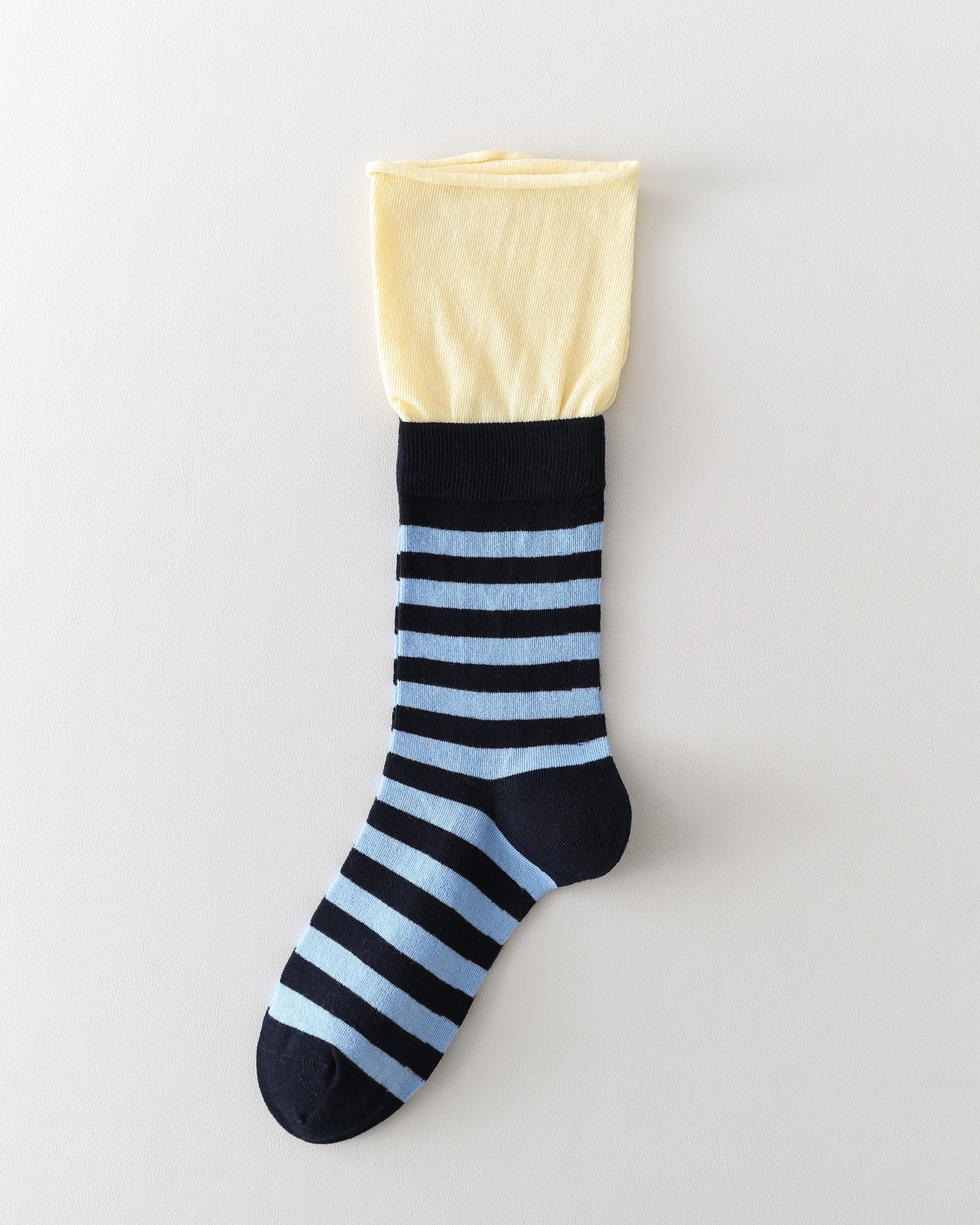 Women Crew Socks Contrast Stripe Double Cuff Slouch Socks