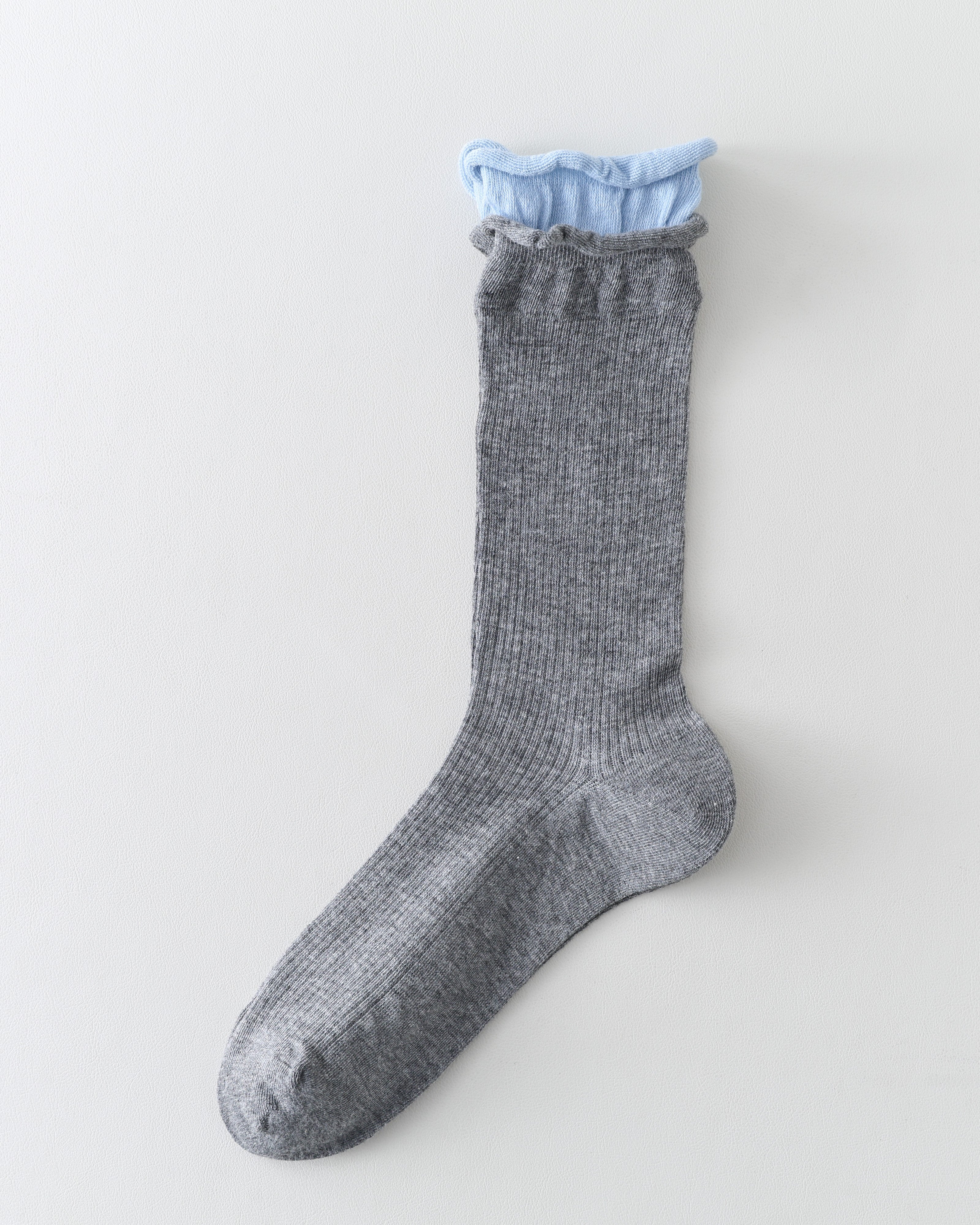 Women Crew Socks Pink Contrast Double Cuff Ribbed Slouch Socks