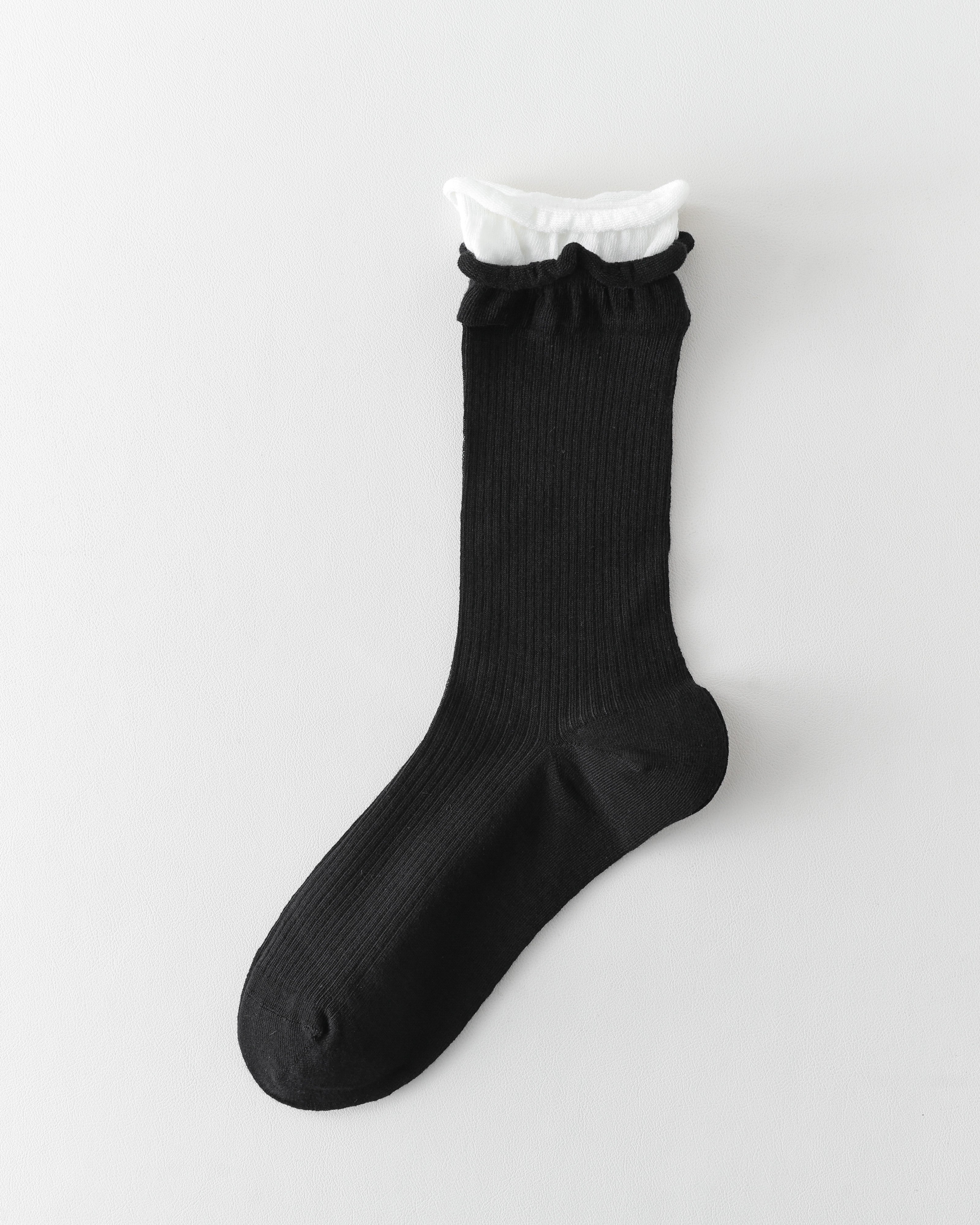 Women Crew Socks Pink Contrast Double Cuff Ribbed Slouch Socks