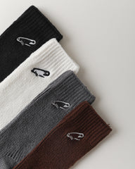 여성 크루 양말 소프트 플리스 핀 자수 따뜻하고 편안함