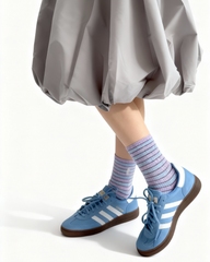 여성 크루 양말 클래식 스트라이프 시리즈 부드럽고 통기성 좋은 캐주얼 착용