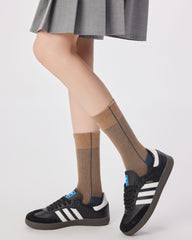 Women Two Tone Crew Socks Unique Design Soft Stretch