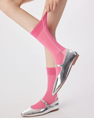 Women Two Tone Crew Socks Unique Design Soft Stretch
