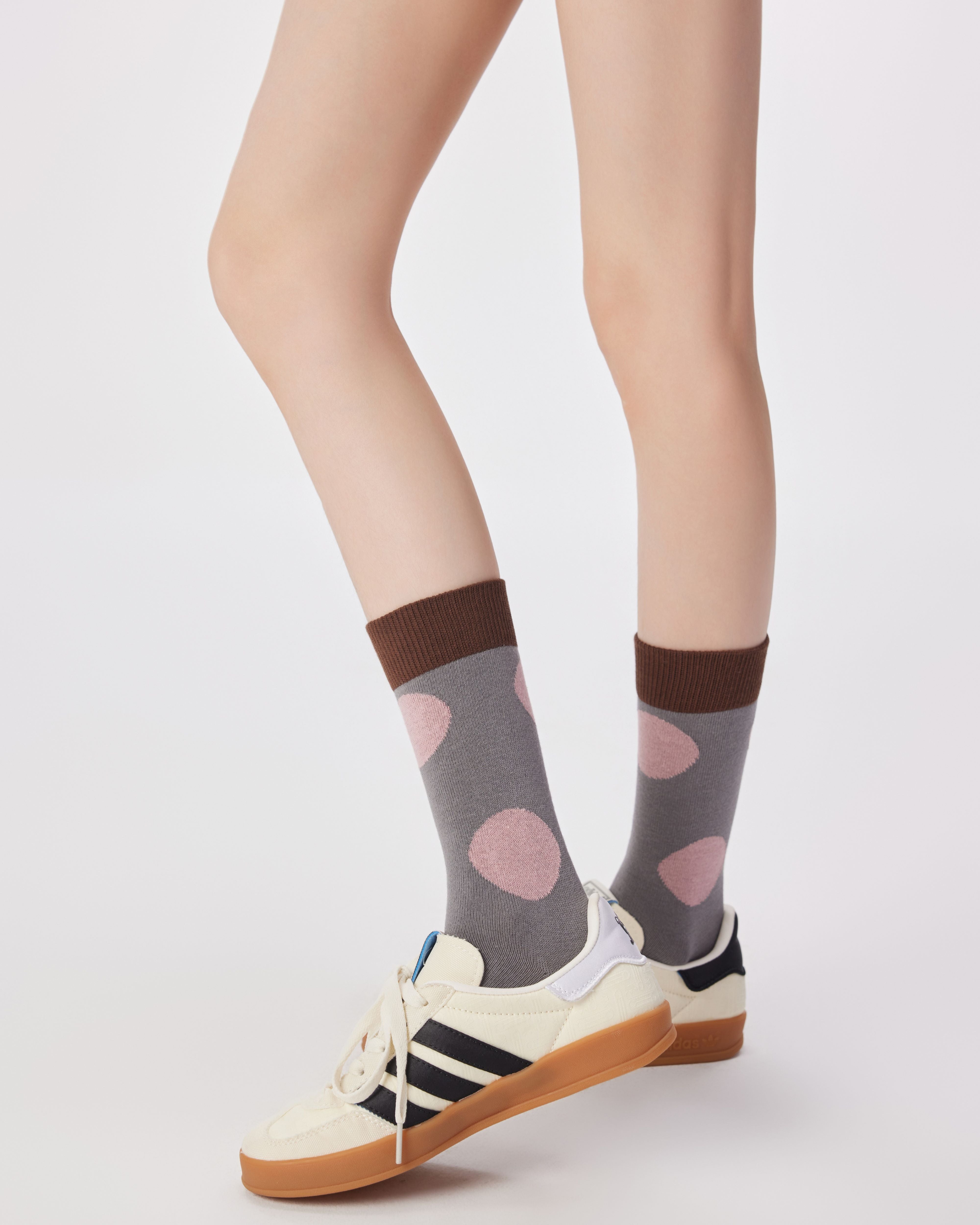Women Vintage Polka Dot Crew Socks Retro Soft Comfort