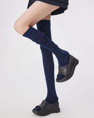 女款過膝襪子波點棉質百搭