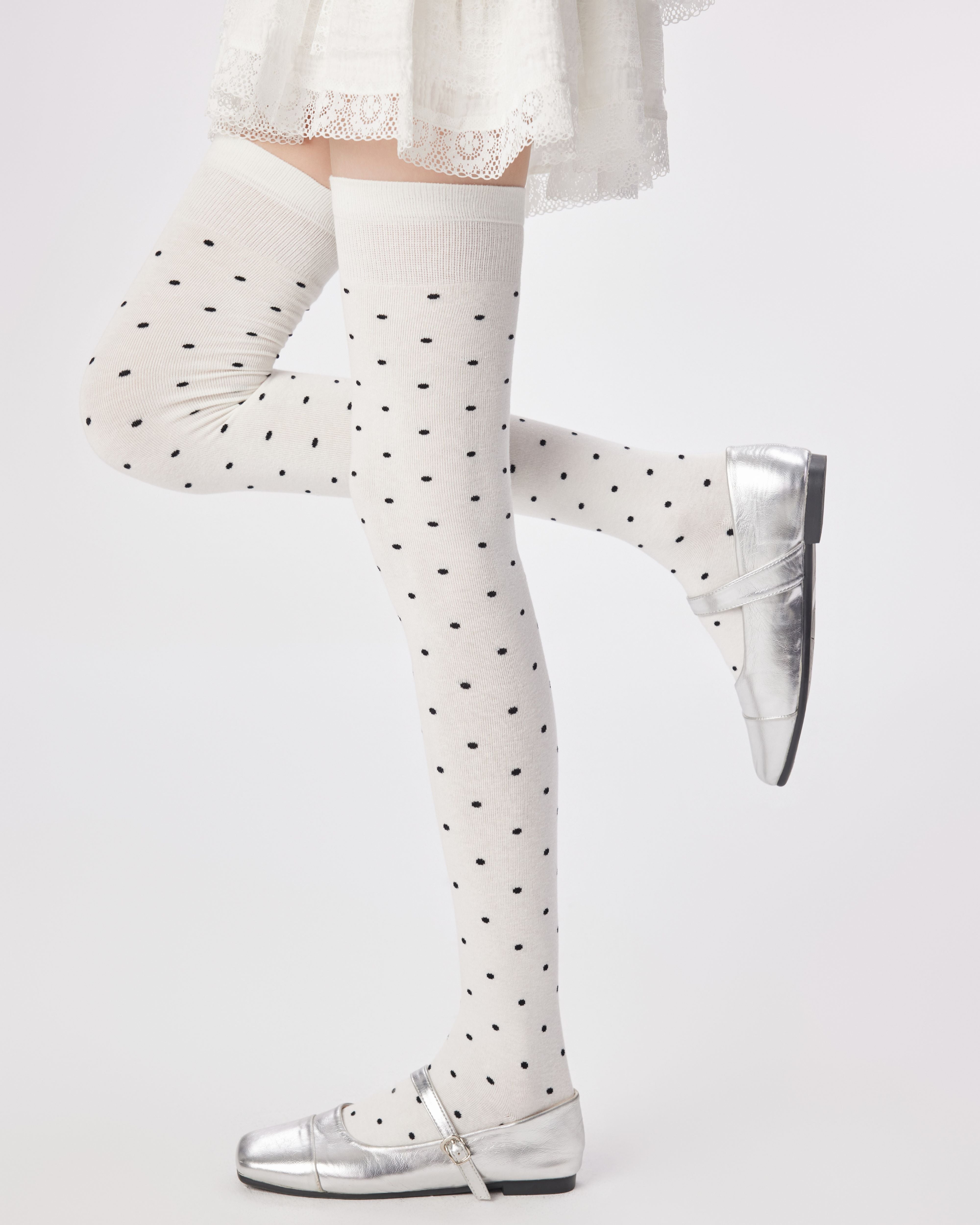 Women Over The Knee Socks Polka Dot Cotton Versatile Secondary image