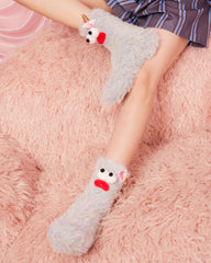 Gift Box Set Women Crew Socks Fuzzy Warm Soft Funny Quirky Cartoon Monster Socks
