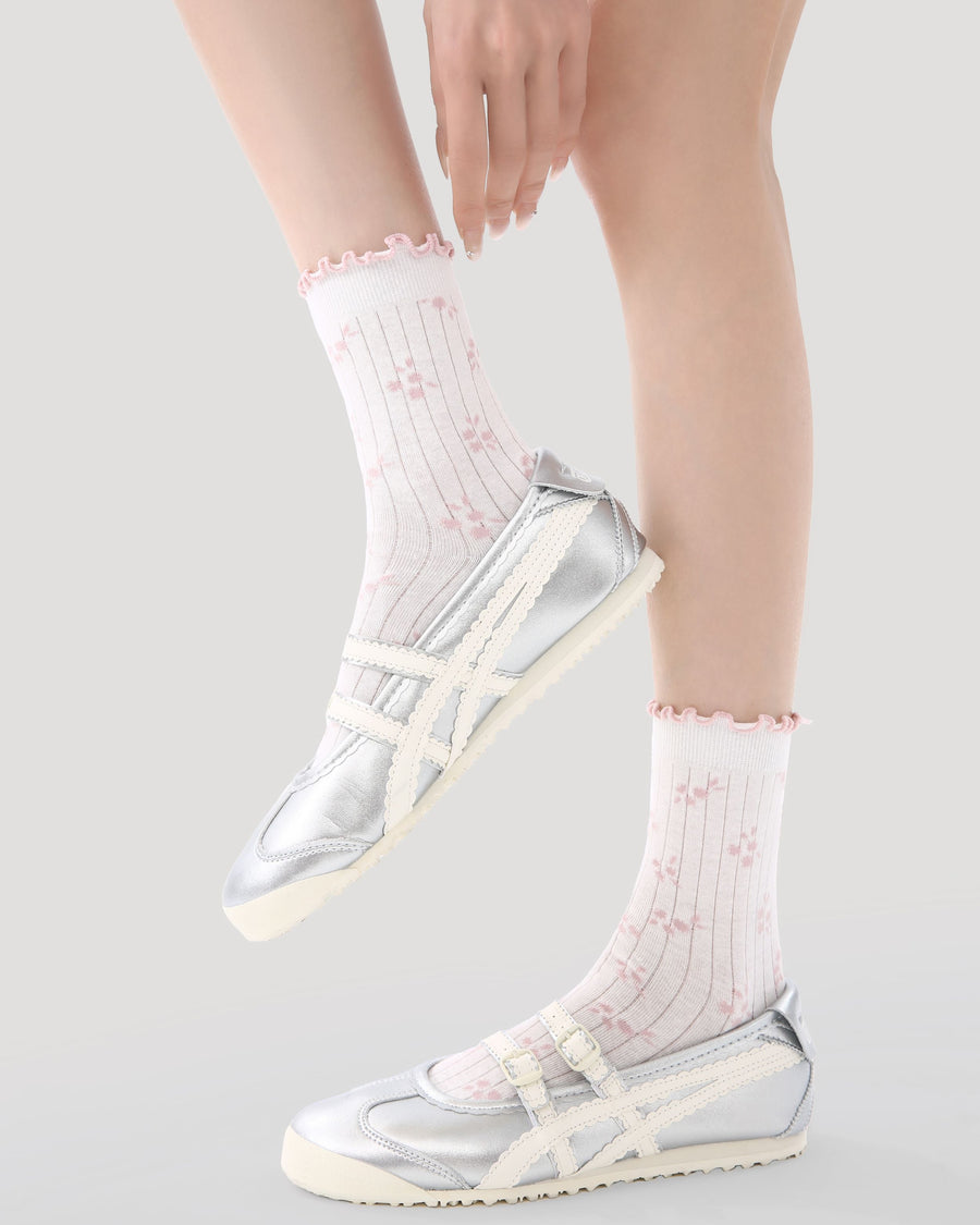 Sakura Limited Gift Box Set Womens Crew Socks Cherry Blossom Plaid Cute Socks - SWEET NANA