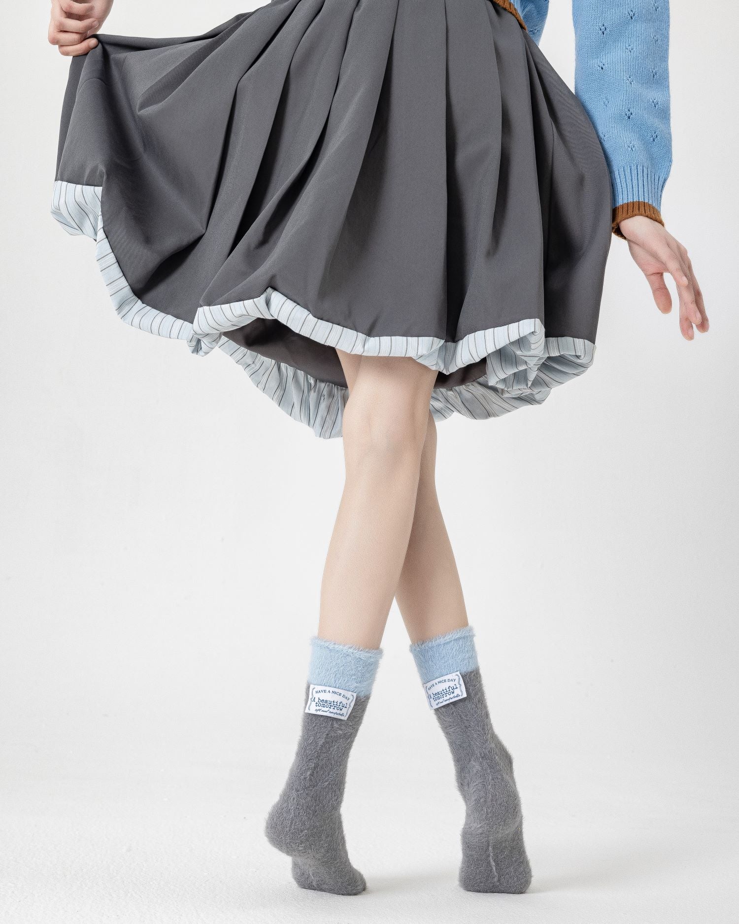 Women Crew Socks Ice Cream Fleece Series Warm Fluffy Cozy Indoor Wear