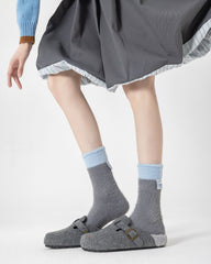 Women Crew Socks Ice Cream Fleece Series Warm Fluffy Cozy Indoor Wear