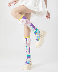 Party Exaggerated Sheep Knee High Socks 3D Curly Horns Fluffy Pom-pom Fun Calf