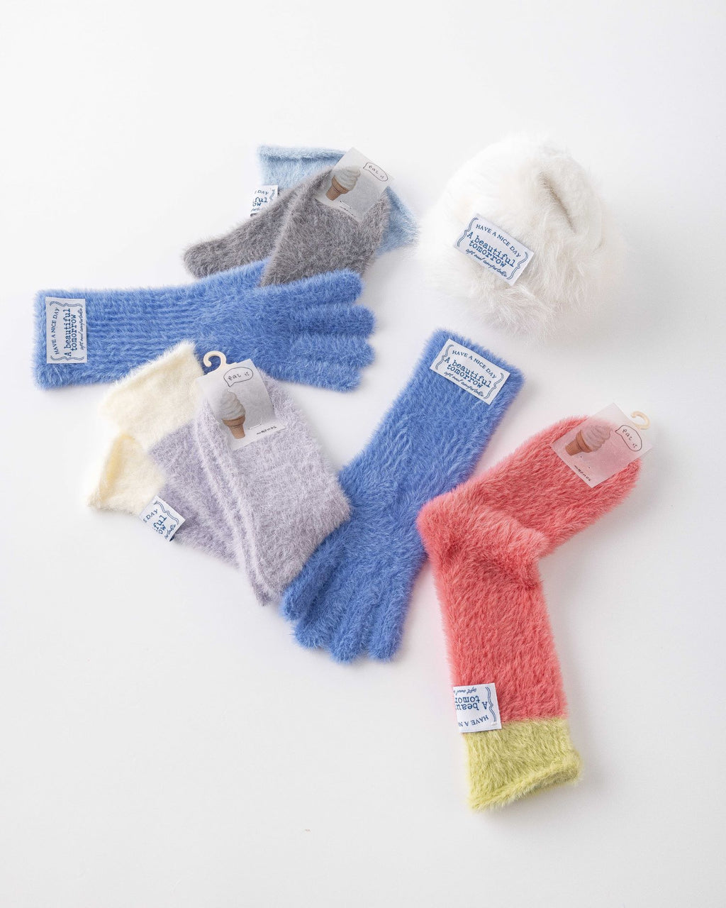 Women Crew Socks Ice Cream Fleece Series Warm Fluffy Cozy - SWEET NANA