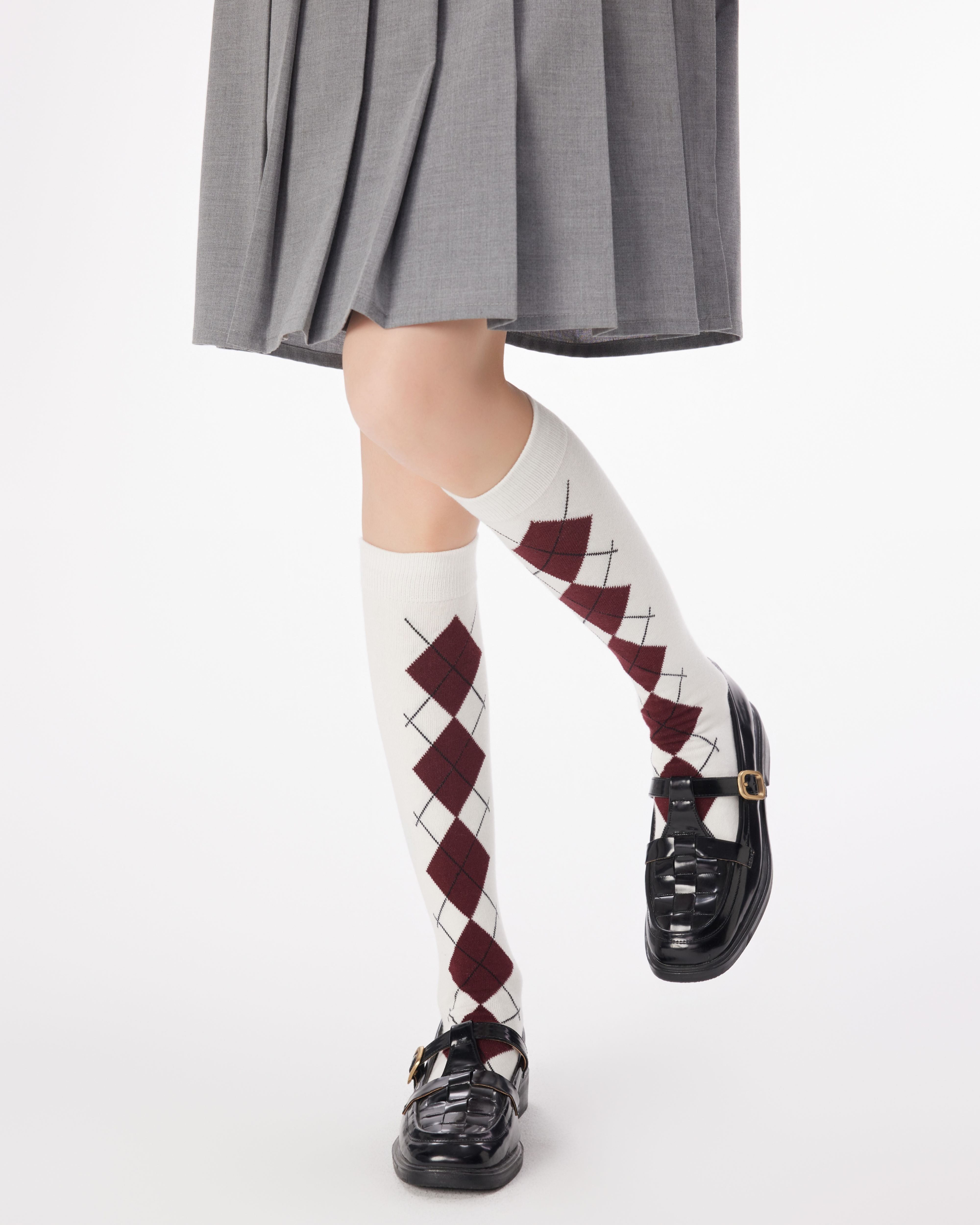Women Argyle Knee High Socks Classic Soft Stretch Fit - SWEET NANA Main image
