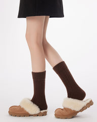 Women Baby Fleece Cable Crew Socks Soft Warm Versatile