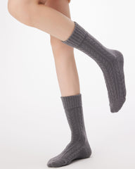 Women Baby Fleece Cable Crew Socks Soft Warm Versatile