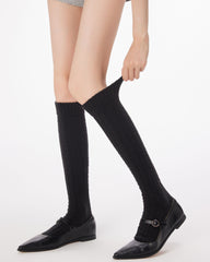 Women Baby Fleece Cable Knee Socks Soft Warm Versatile