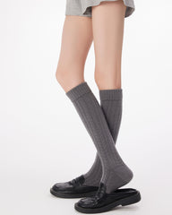 Women Baby Fleece Cable Knee Socks Soft Warm Versatile