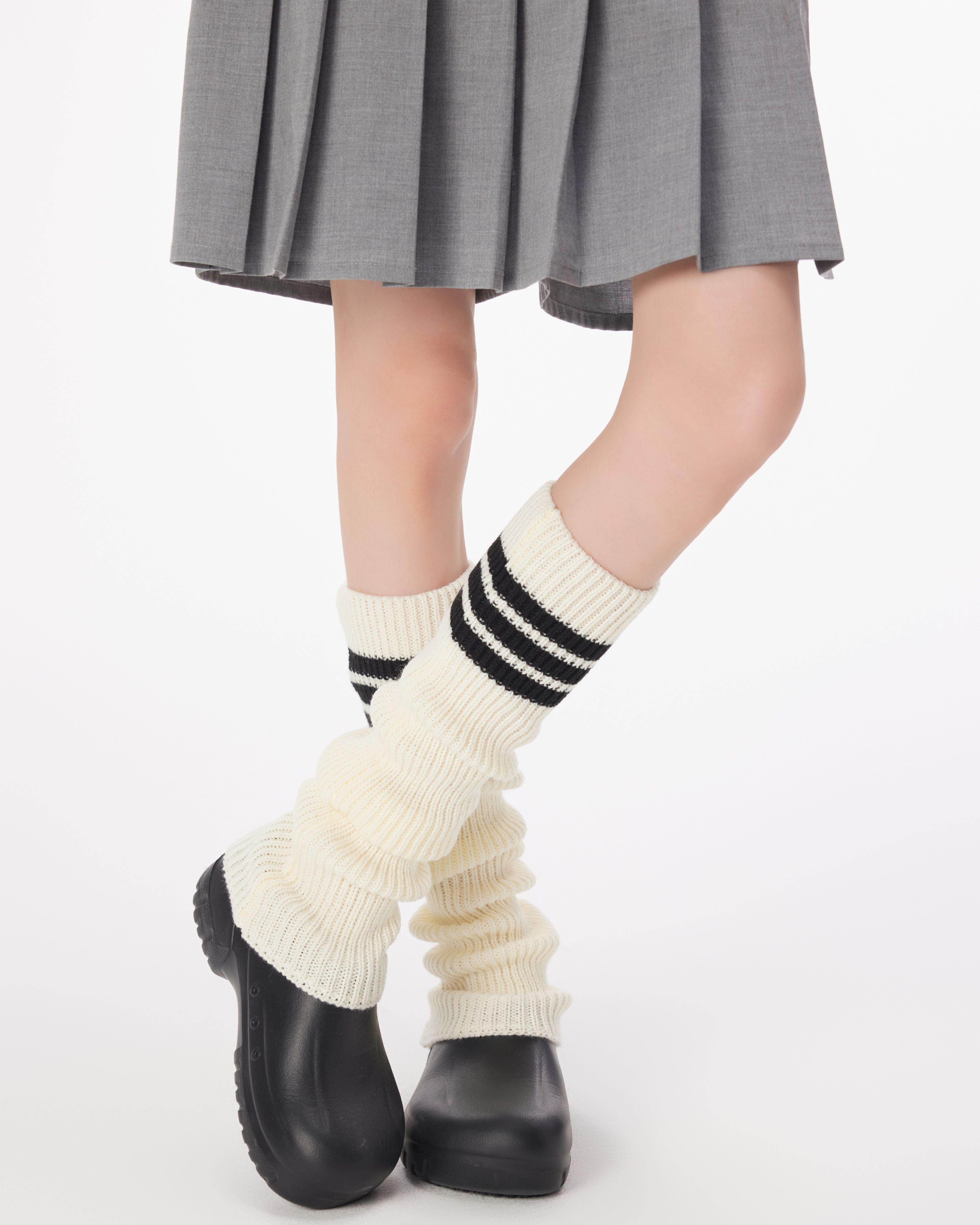Women Leg Warmers Striped Pile Warm Comfortable Versatile