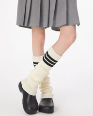 Women Leg Warmers Striped Pile Warm Comfortable Versatile