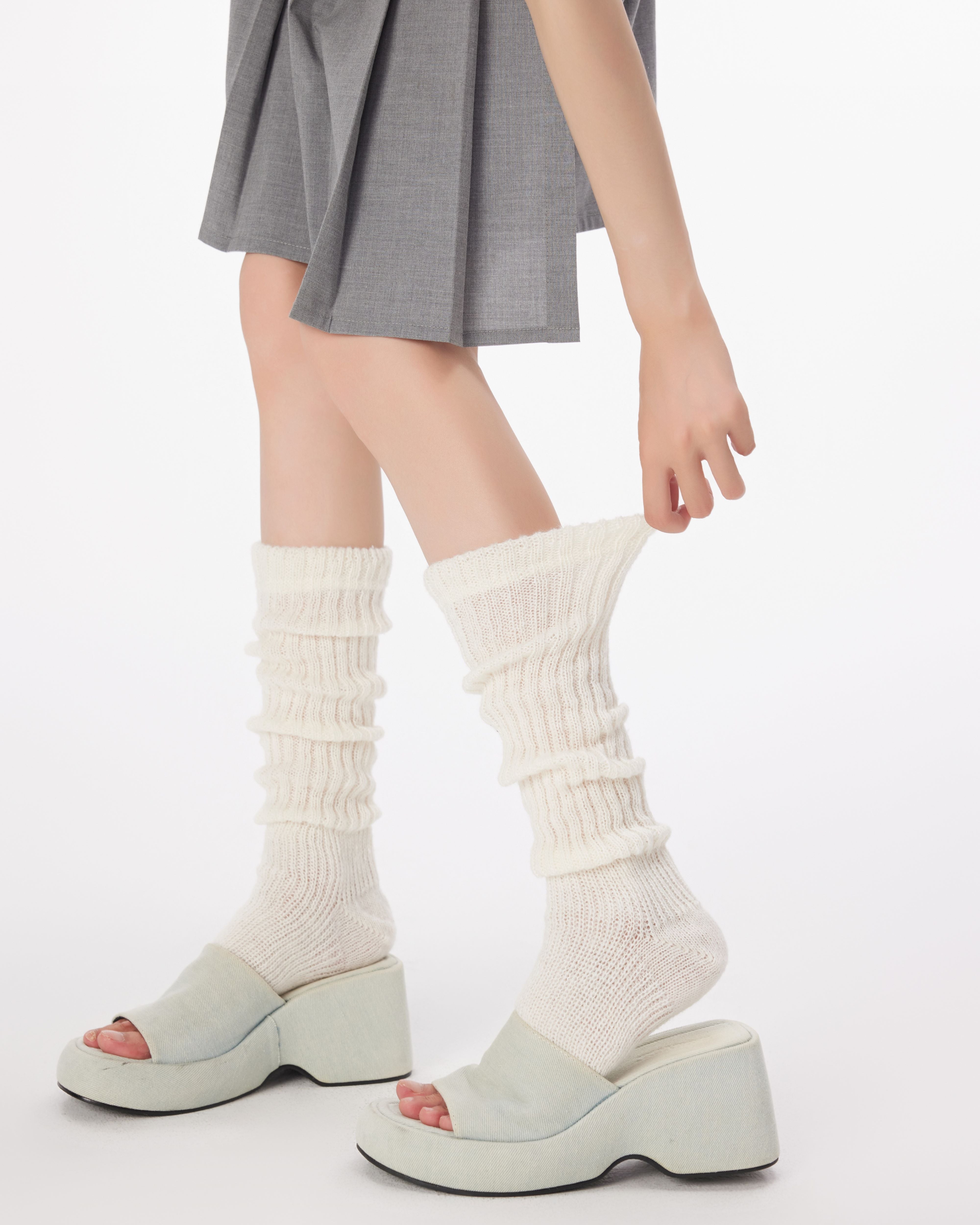 Women Footie Leg Warmers 3D Stripe Warm Comfortable