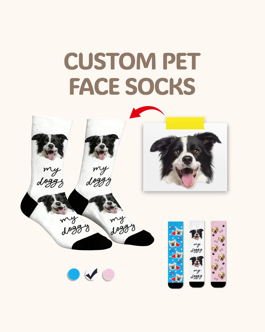 Adults Custom Dog Face Crew Socks Personalized Pet Photo Socks Gift Black Toe - SWEET NANA
