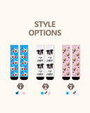 大人用カスタム犬顔クルーソックス パーソナライズペット写真ソックス ペット好きへのギフト ブラックトゥ