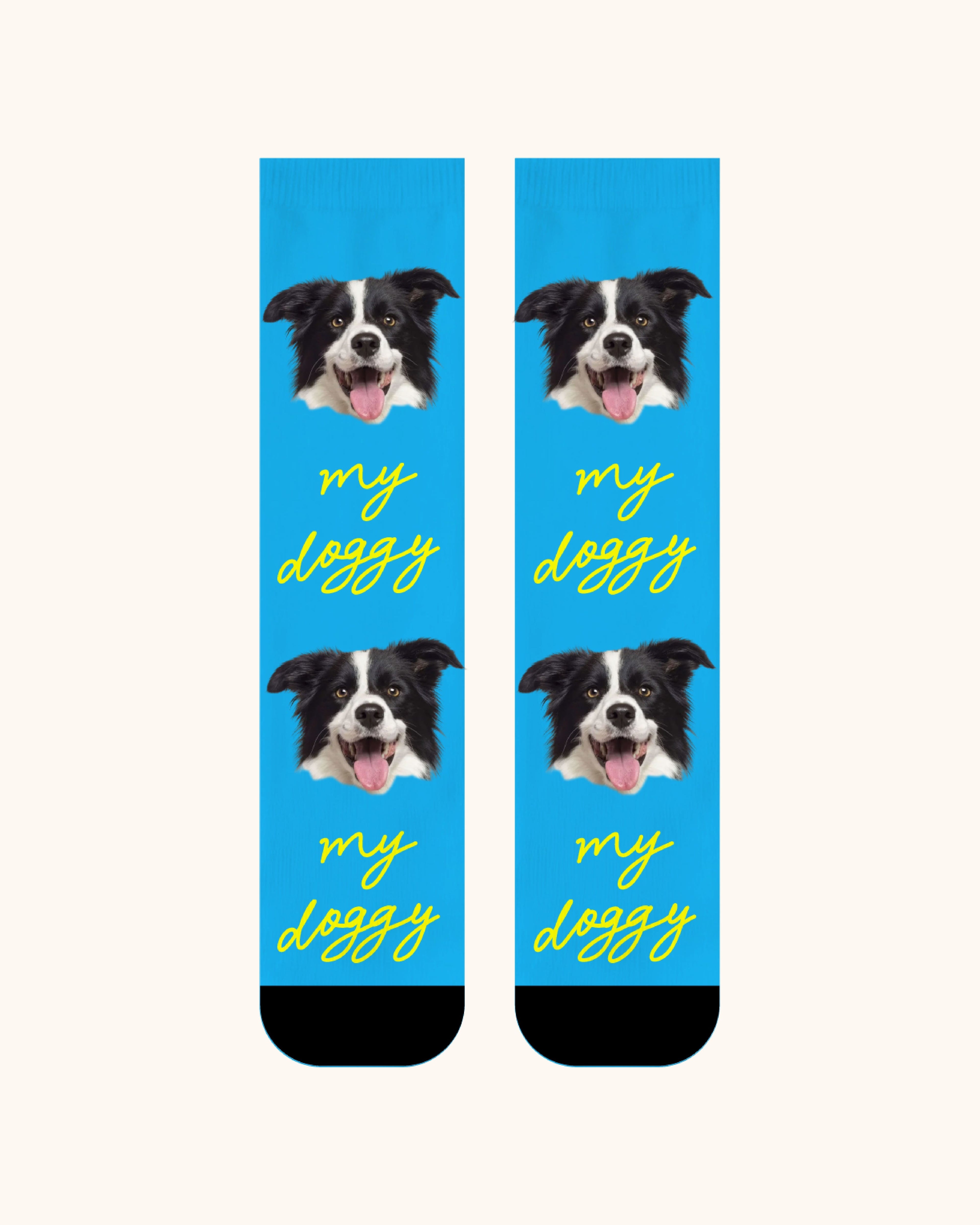 Adults Custom Dog Face Crew Socks Personalized Pet Photo Socks Gift Black Toe - SWEET NANA
