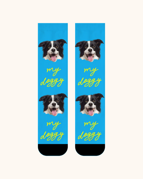 Adults Custom Dog Face Crew Socks Personalized Pet Photo Socks Gift Black Toe - SWEET NANA