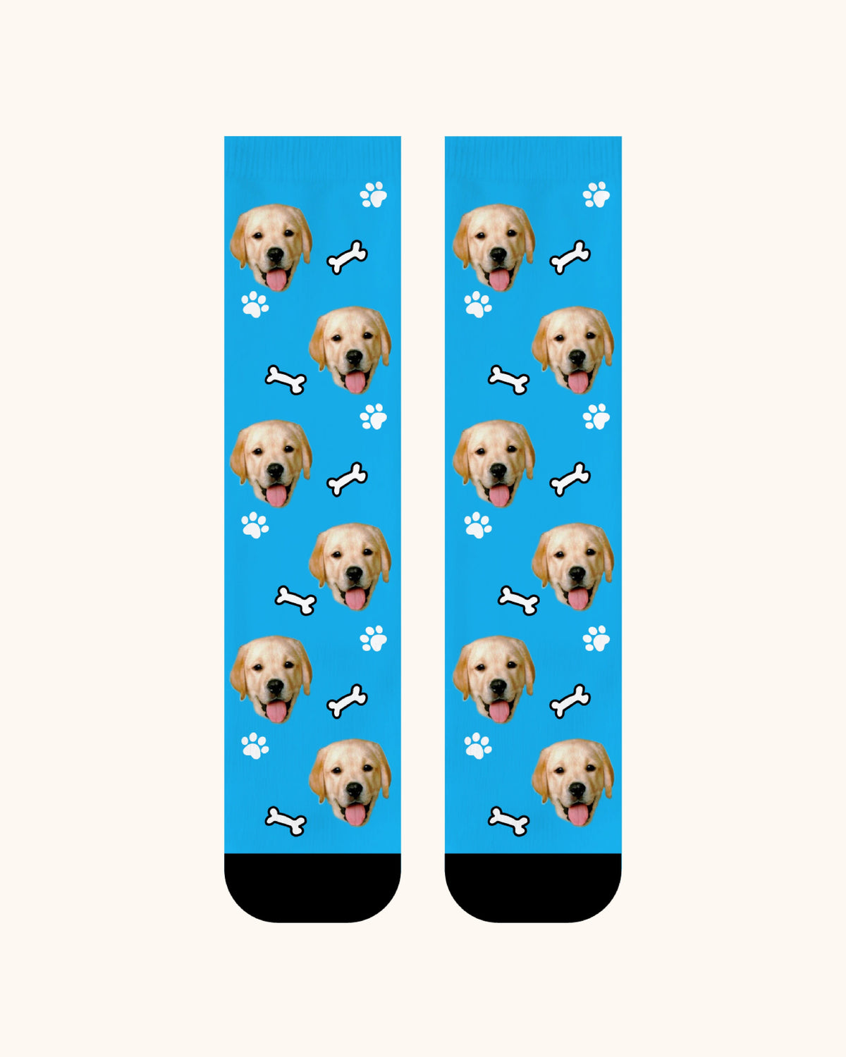 Adults Custom Dog Face Crew Socks Personalized Pet Photo Socks Gift Black Toe