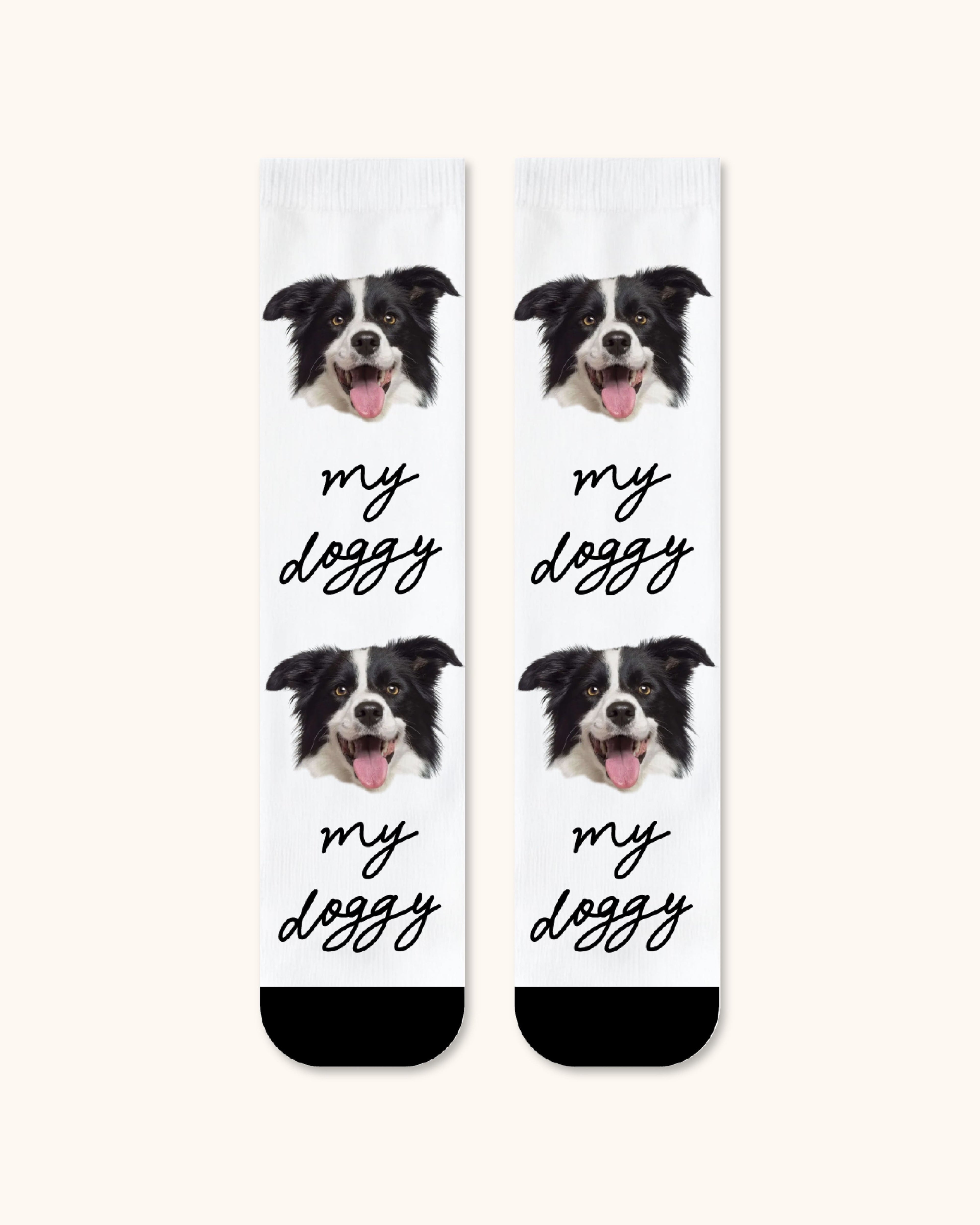 Adults Custom Dog Face Crew Socks Personalized Pet Photo Socks Gift Black Toe - SWEET NANA