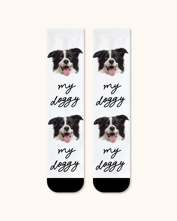 Adults Custom Dog Face Crew Socks Personalized Pet Photo Socks Gift Black Toe - SWEET NANA