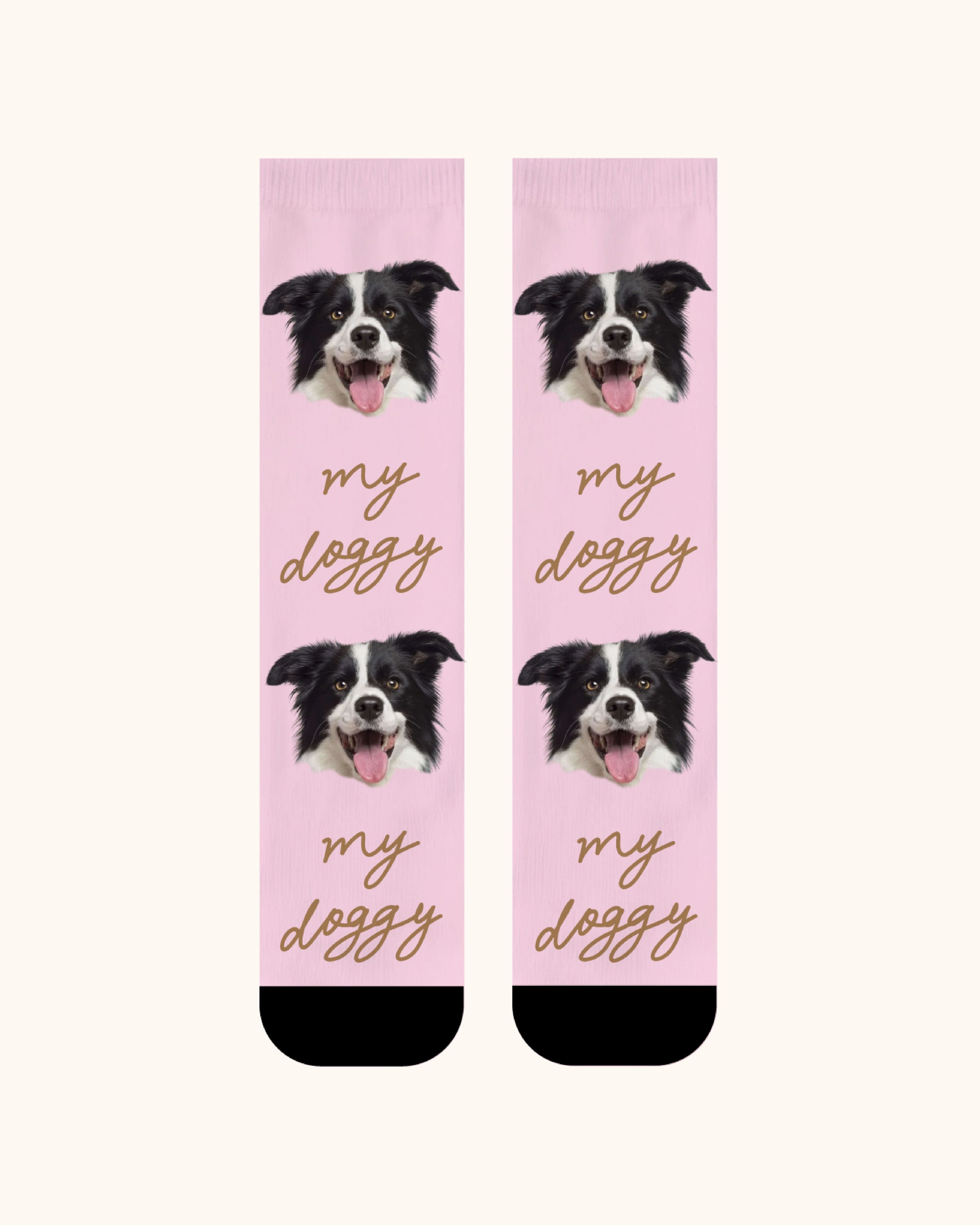 Adults Custom Dog Face Crew Socks Personalized Pet Photo Socks Gift Black Toe - SWEET NANA