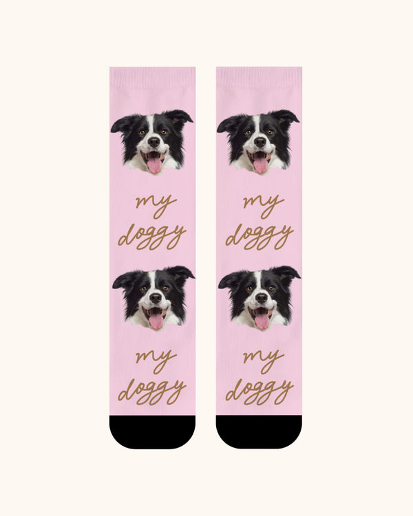 Adults Custom Dog Face Crew Socks Personalized Pet Photo Socks Gift Black Toe - SWEET NANA