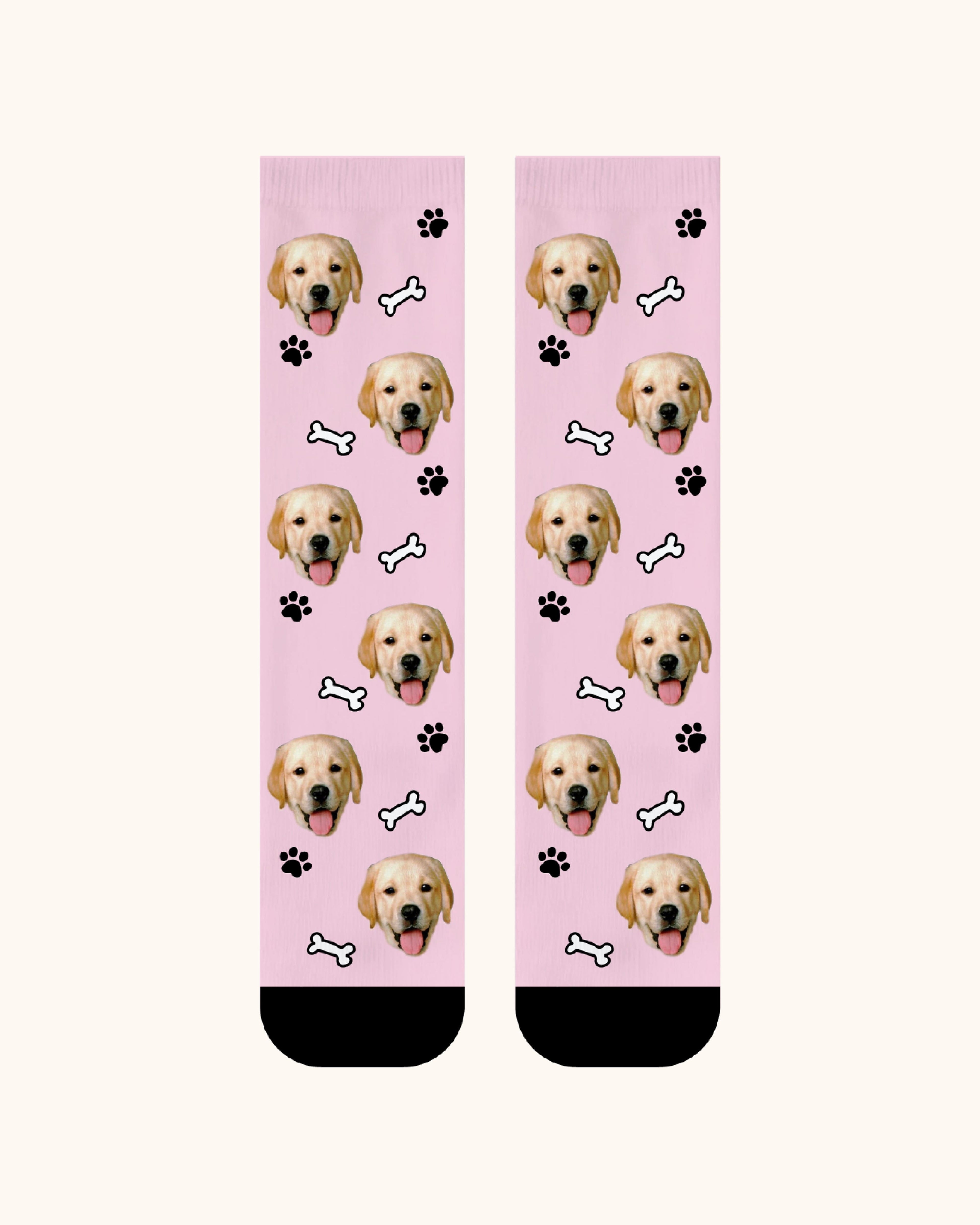 Adults Custom Dog Face Crew Socks Personalized Pet Photo Socks Gift Black Toe - SWEET NANA