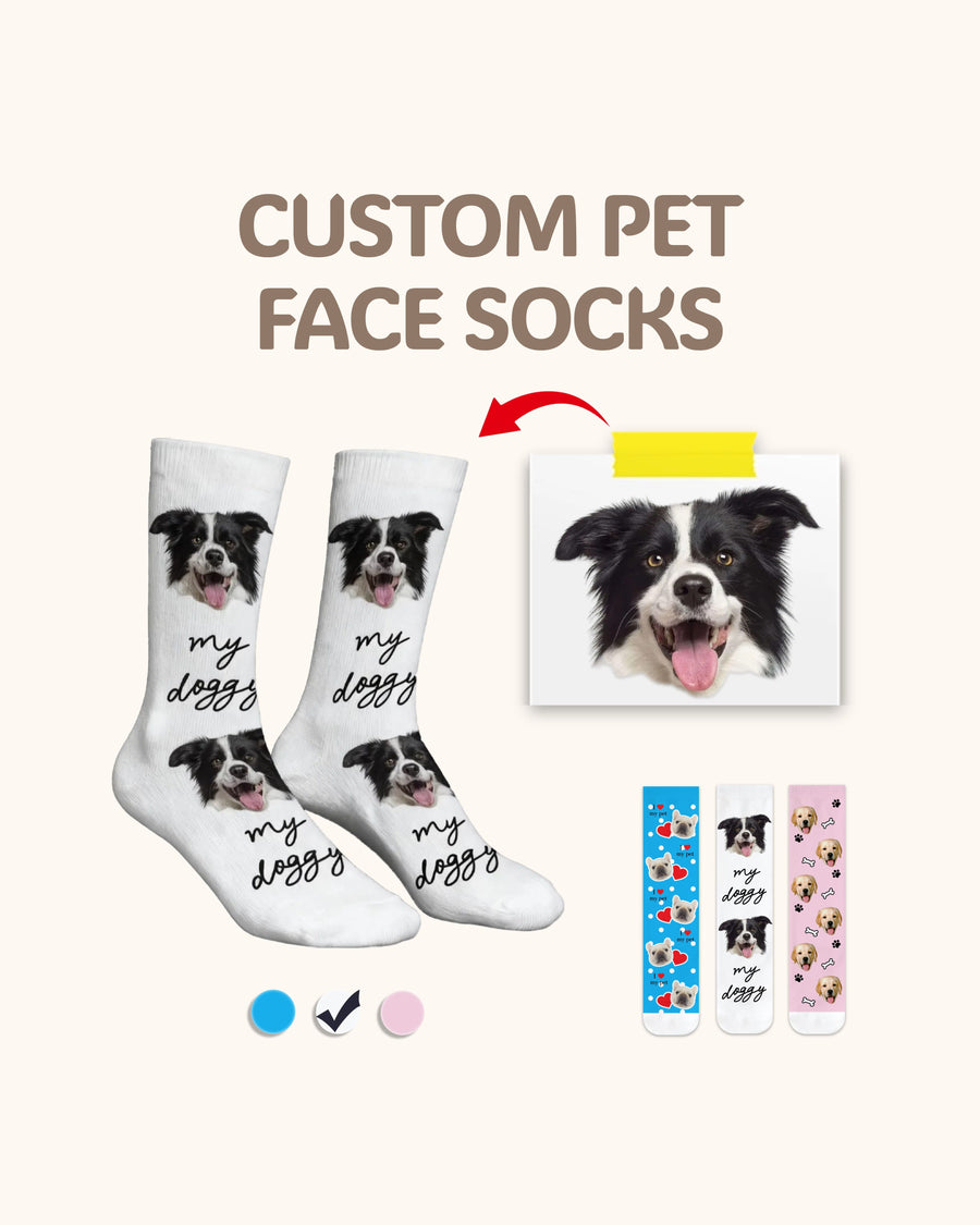 Adults Custom Dog Face Crew Socks Personalized Pet Photo Socks White Toe - SWEET NANA