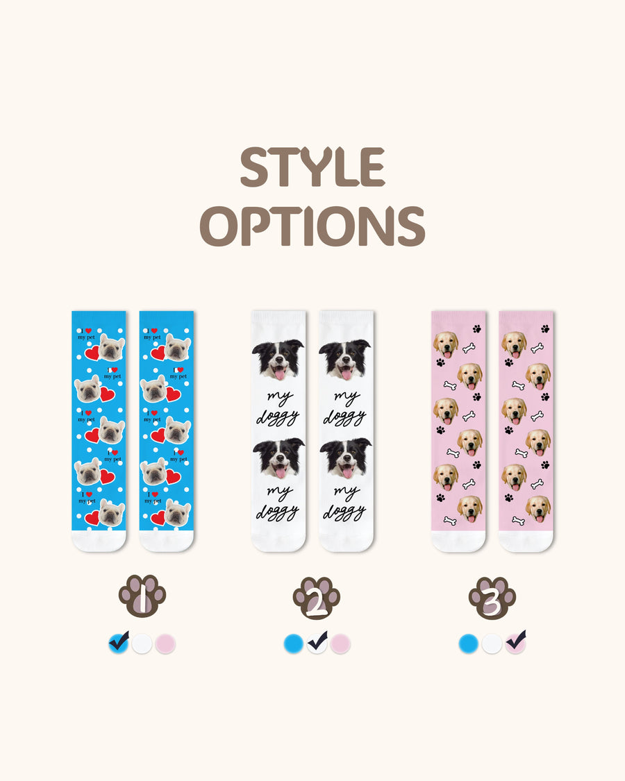 Adults Custom Dog Face Crew Socks Personalized Pet Photo Socks White Toe - SWEET NANA